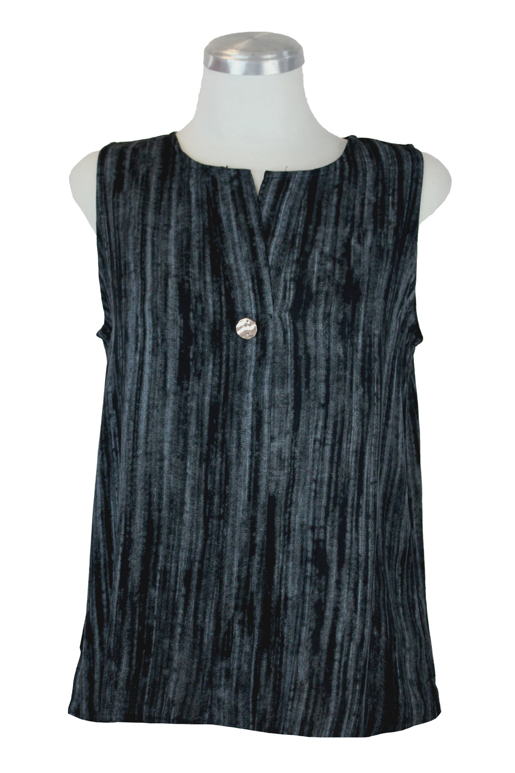 72766 Blusa Sin Manga Acanalada C/Botón Dorado