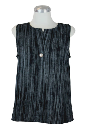 72766 Blusa Sin Manga Acanalada C/Botón Dorado
