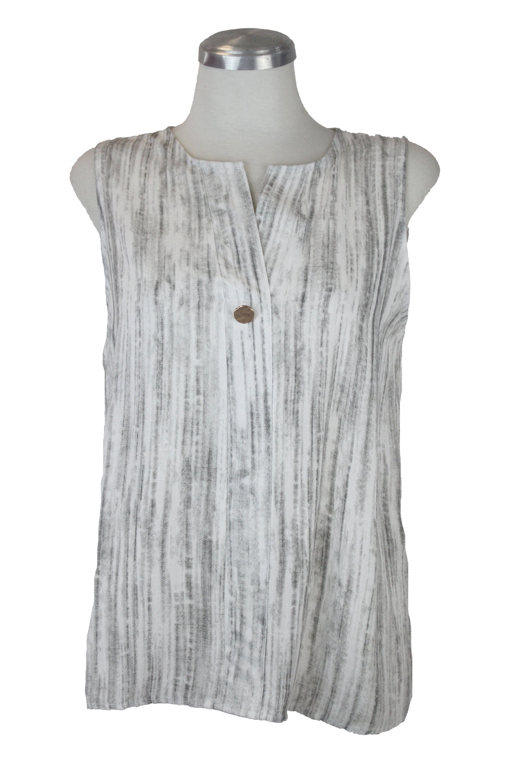 72766 Blusa Sin Manga Acanalada C/Botón Dorado