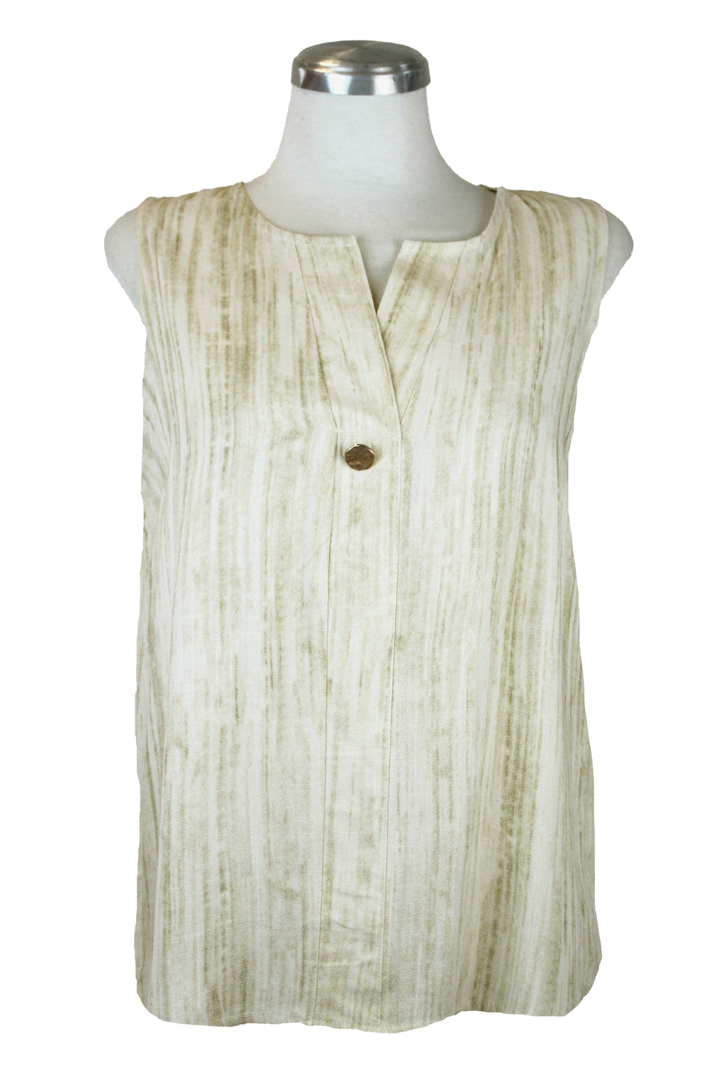 72766 Blusa Sin Manga Acanalada C/Botón Dorado