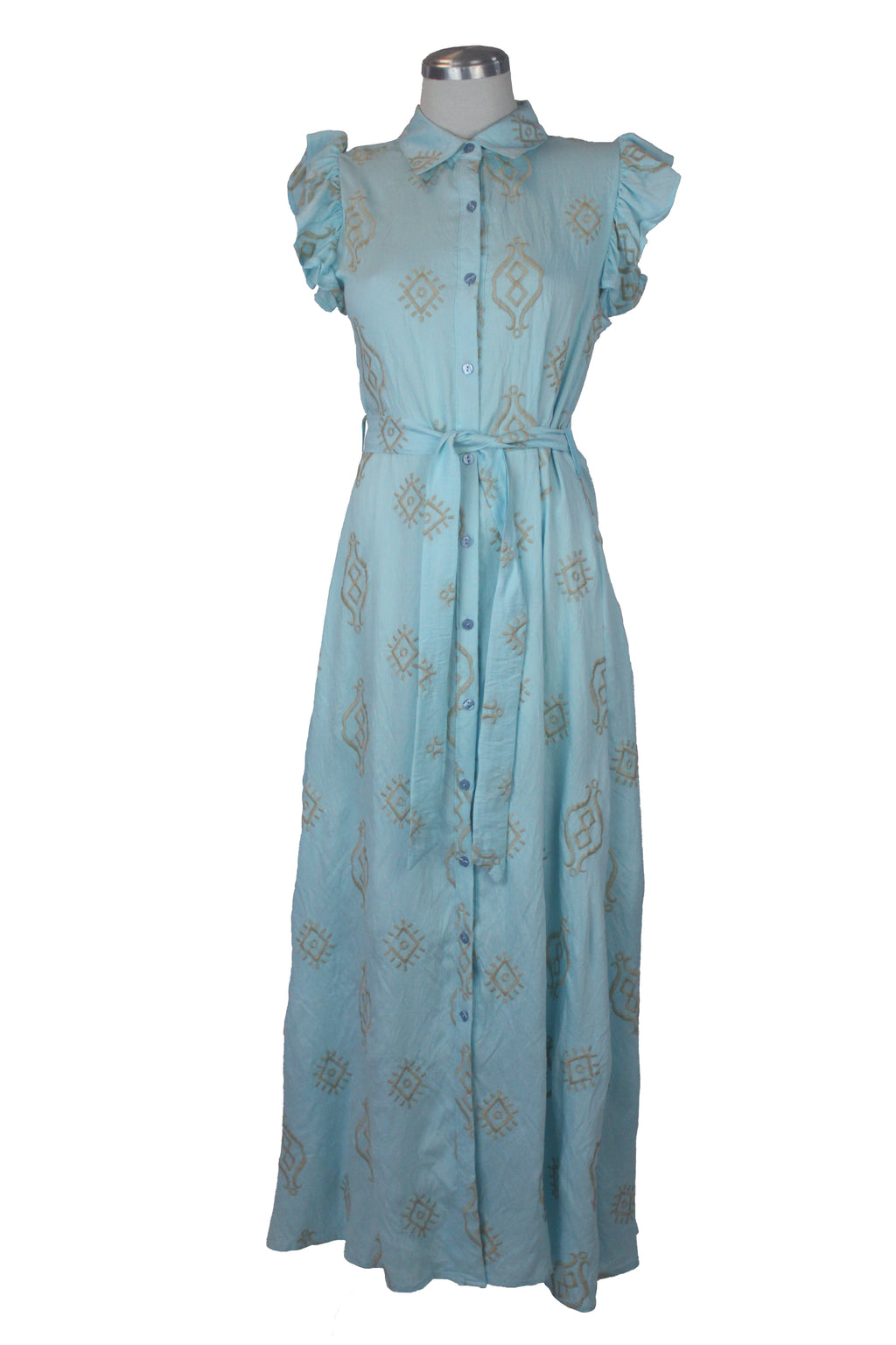 037-XMY25 Vestido Largo Con Bordado Beige