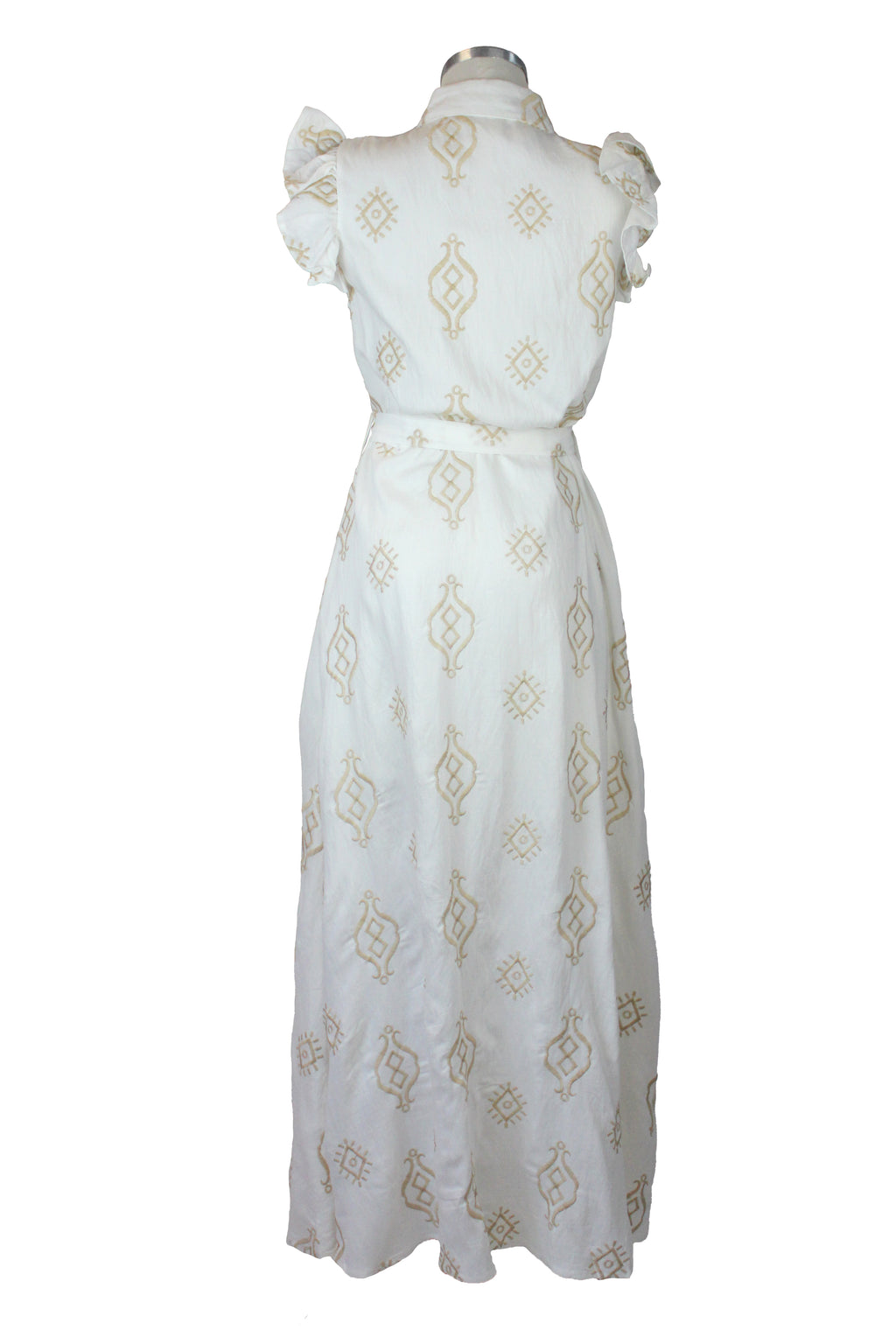037-XMY25 Vestido Largo Con Bordado Beige