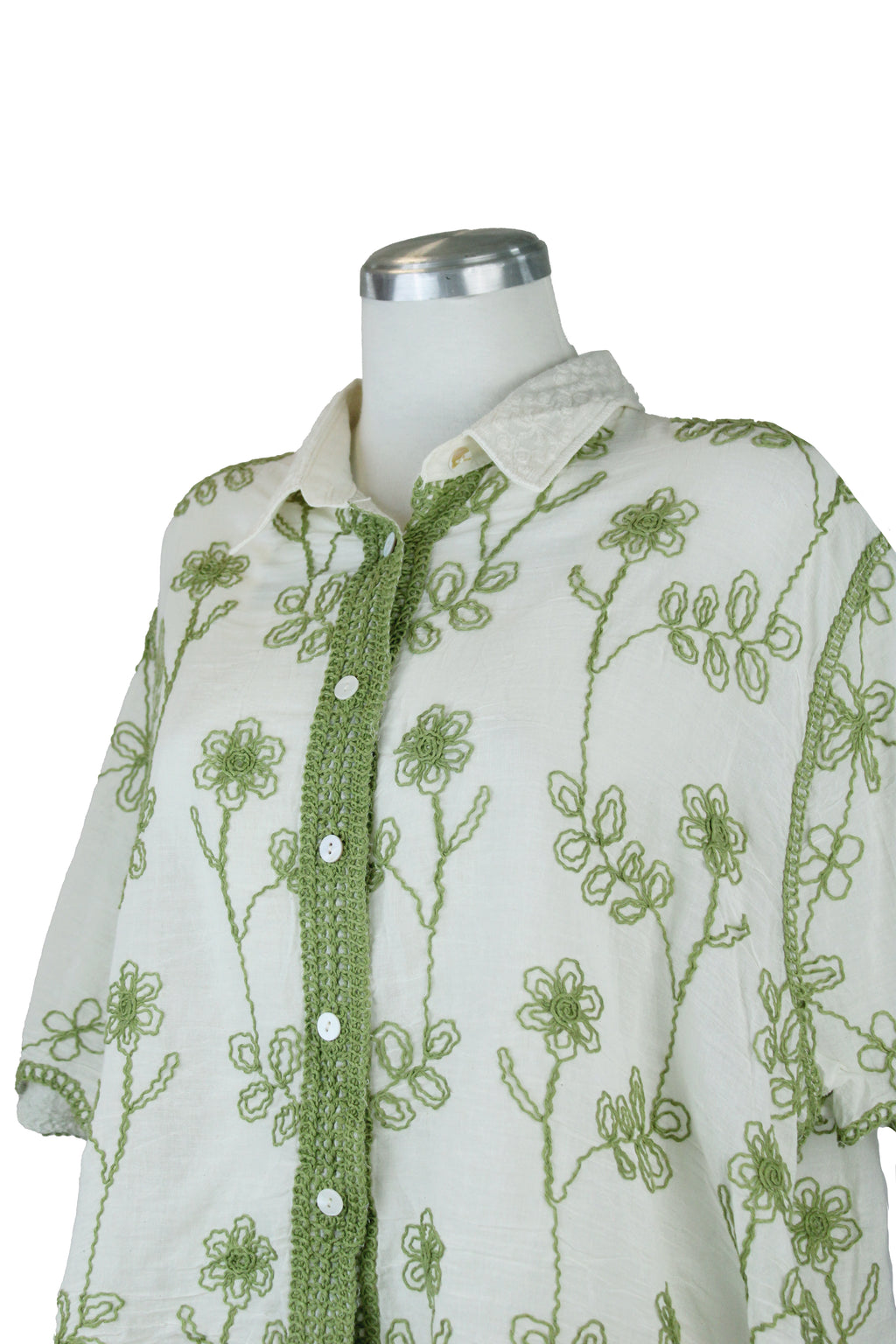 R7832 Blusa Camisa Abotonada Con Bordado