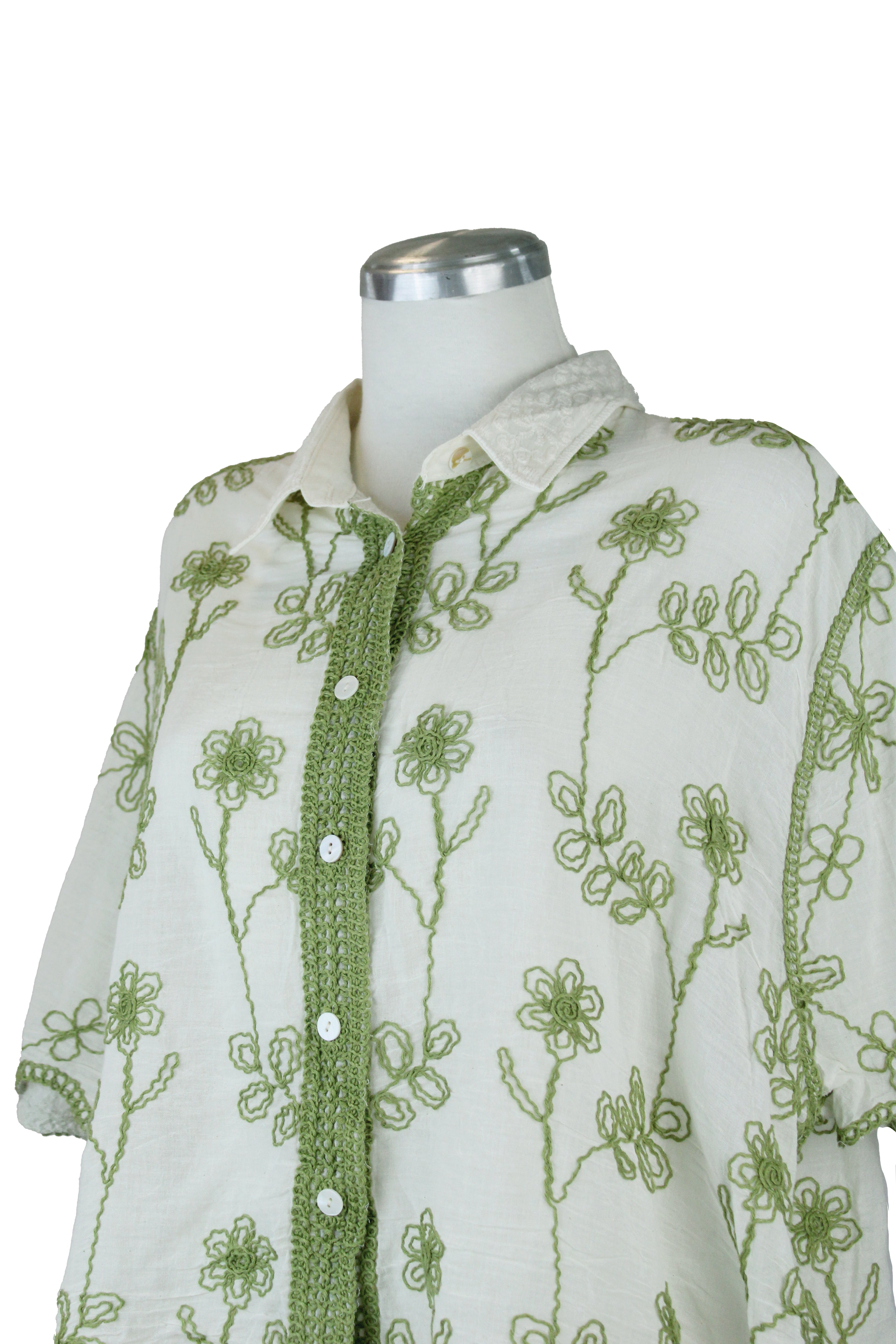 R7832 Blusa Camisa Abotonada Con Bordado