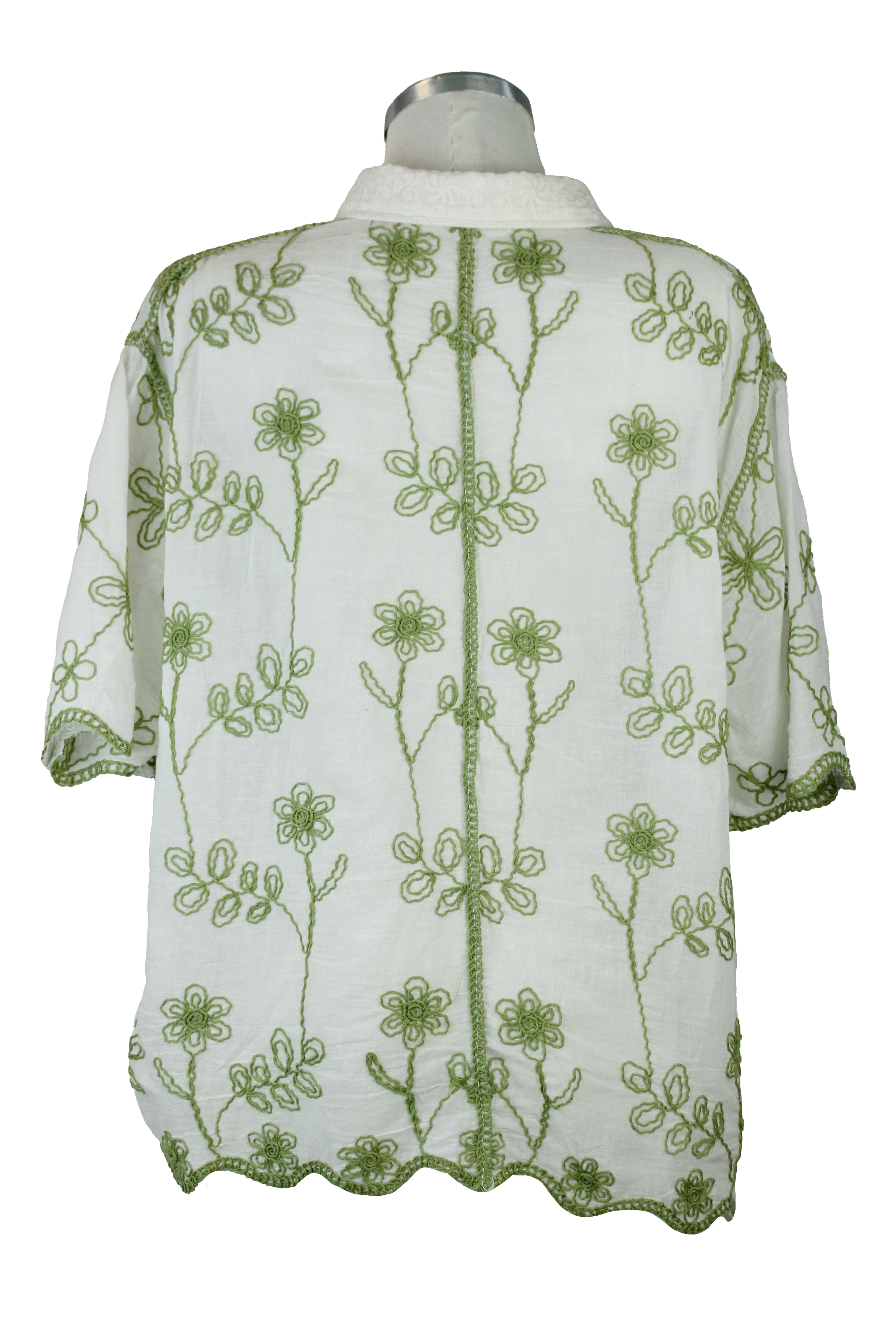 R7832 Blusa Camisa Abotonada Con Bordado