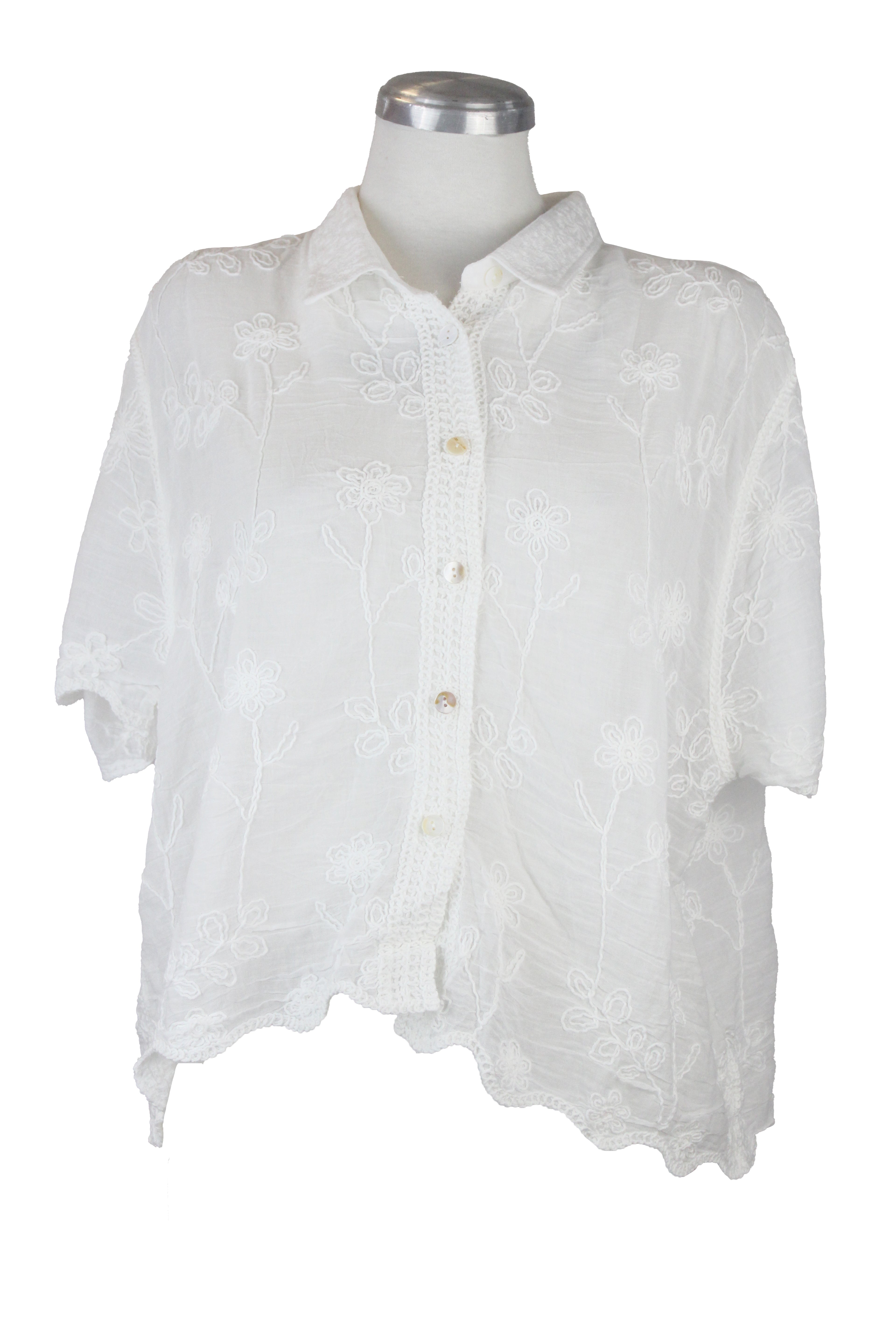 R7832 Blusa Camisa Abotonada Con Bordado
