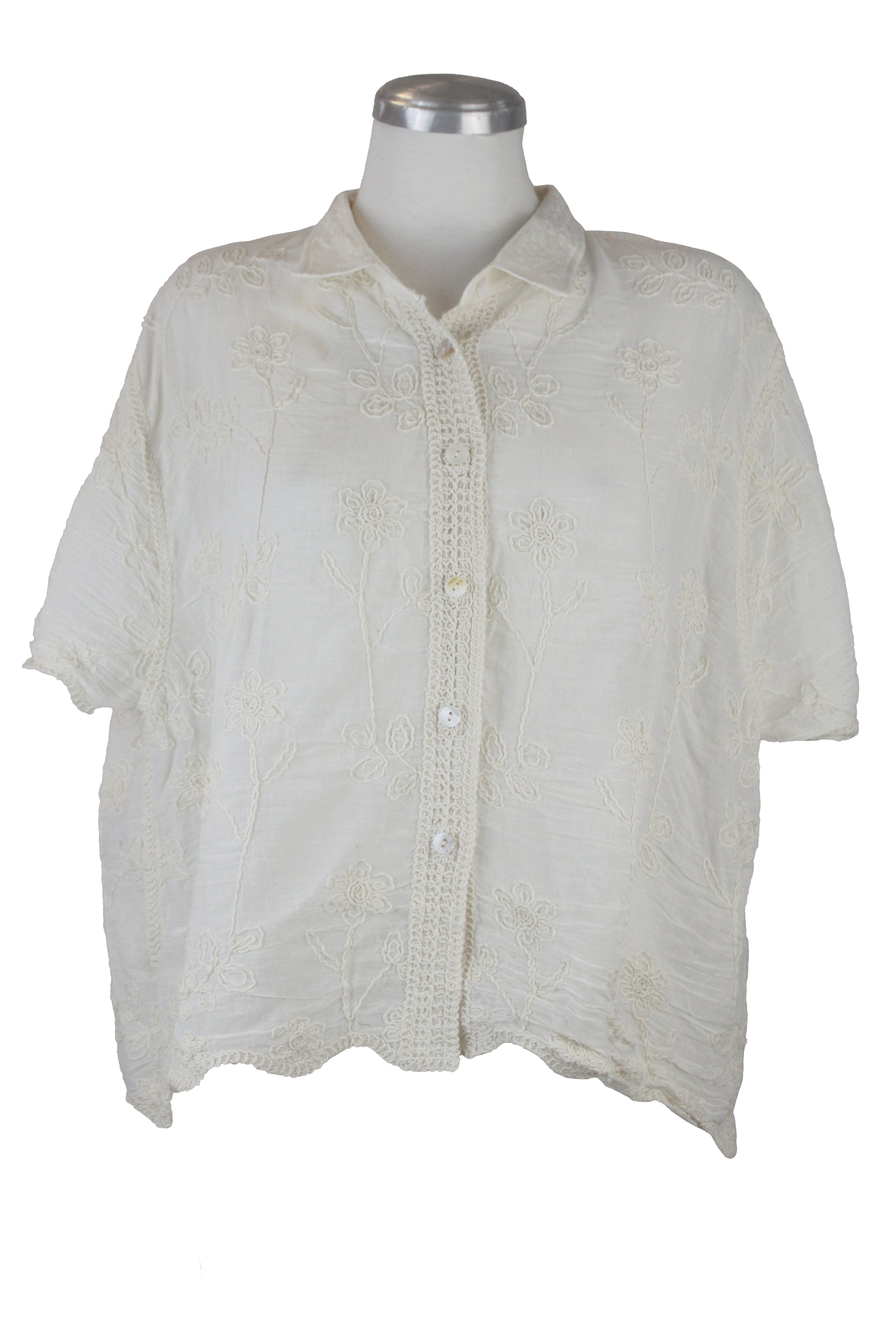 R7832 Blusa Camisa Abotonada Con Bordado
