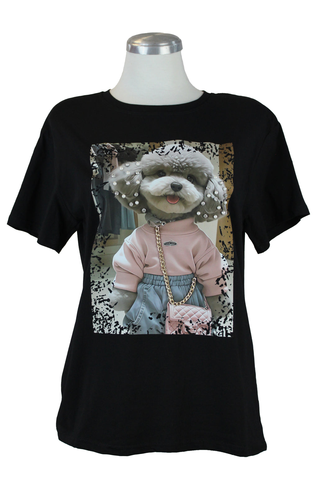 90991 Playera Con Estampado Perrito Y Accesorios 3D