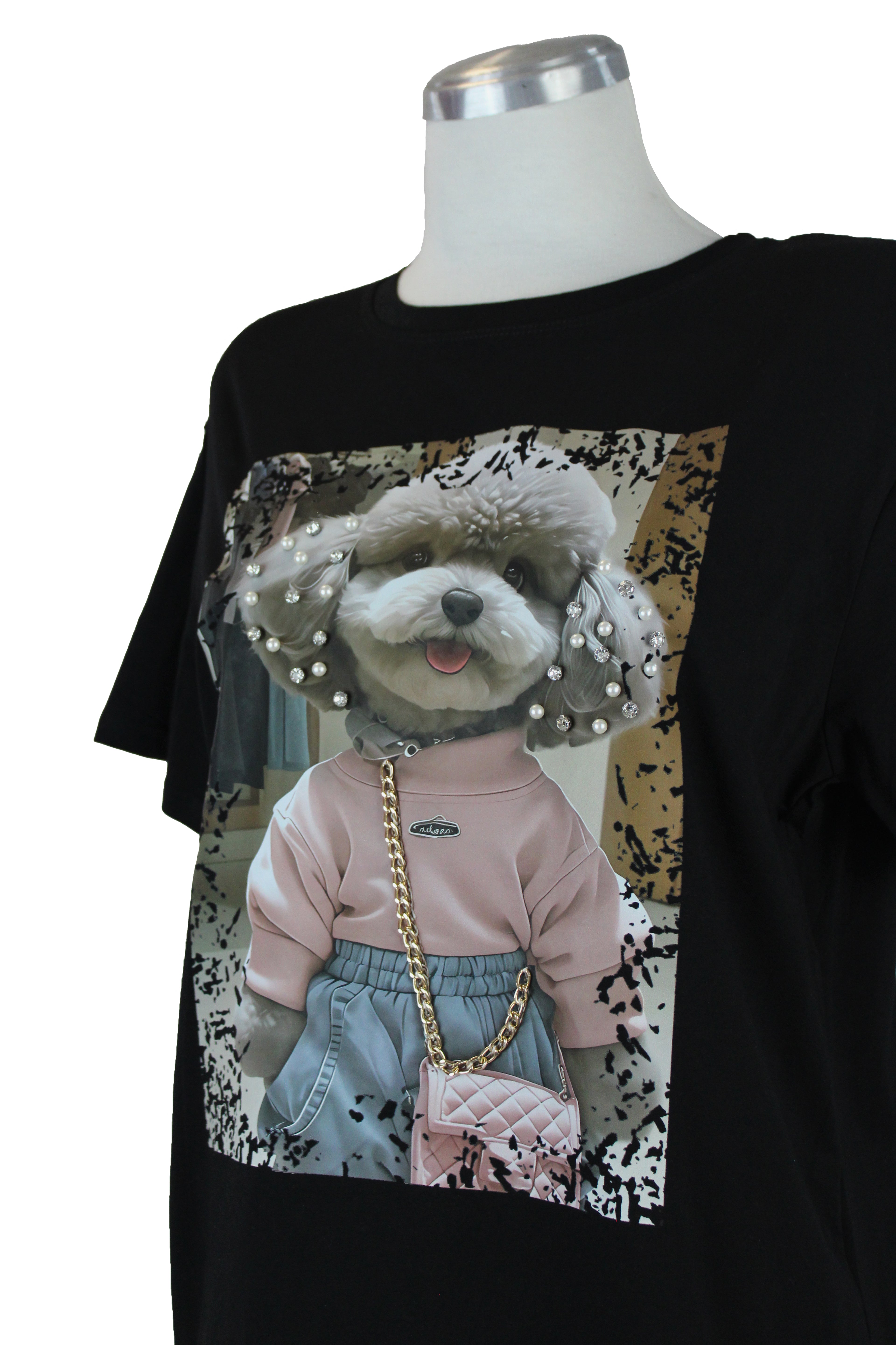 90991 Playera Con Estampado Perrito Y Accesorios 3D