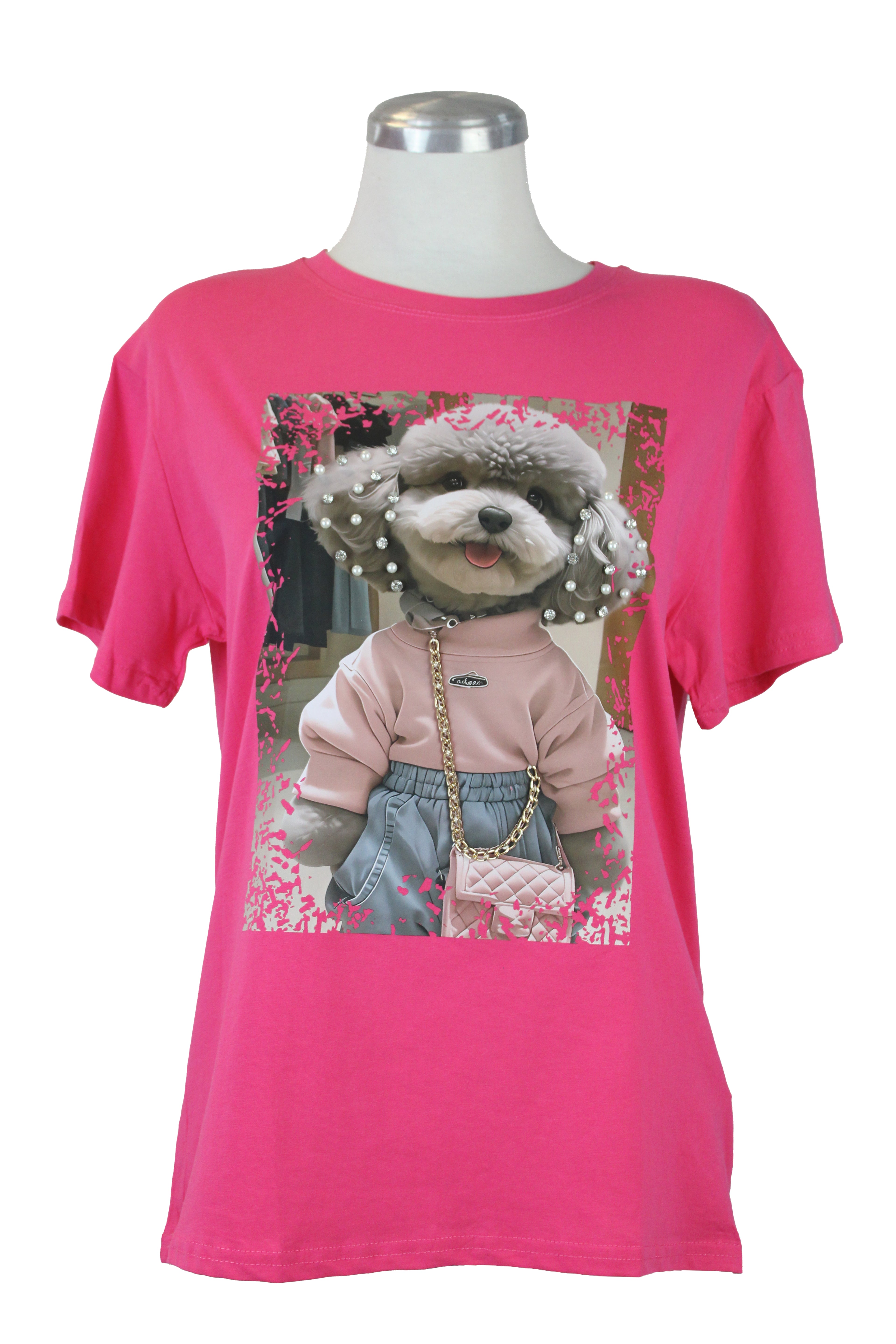 90991 Playera Con Estampado Perrito Y Accesorios 3D
