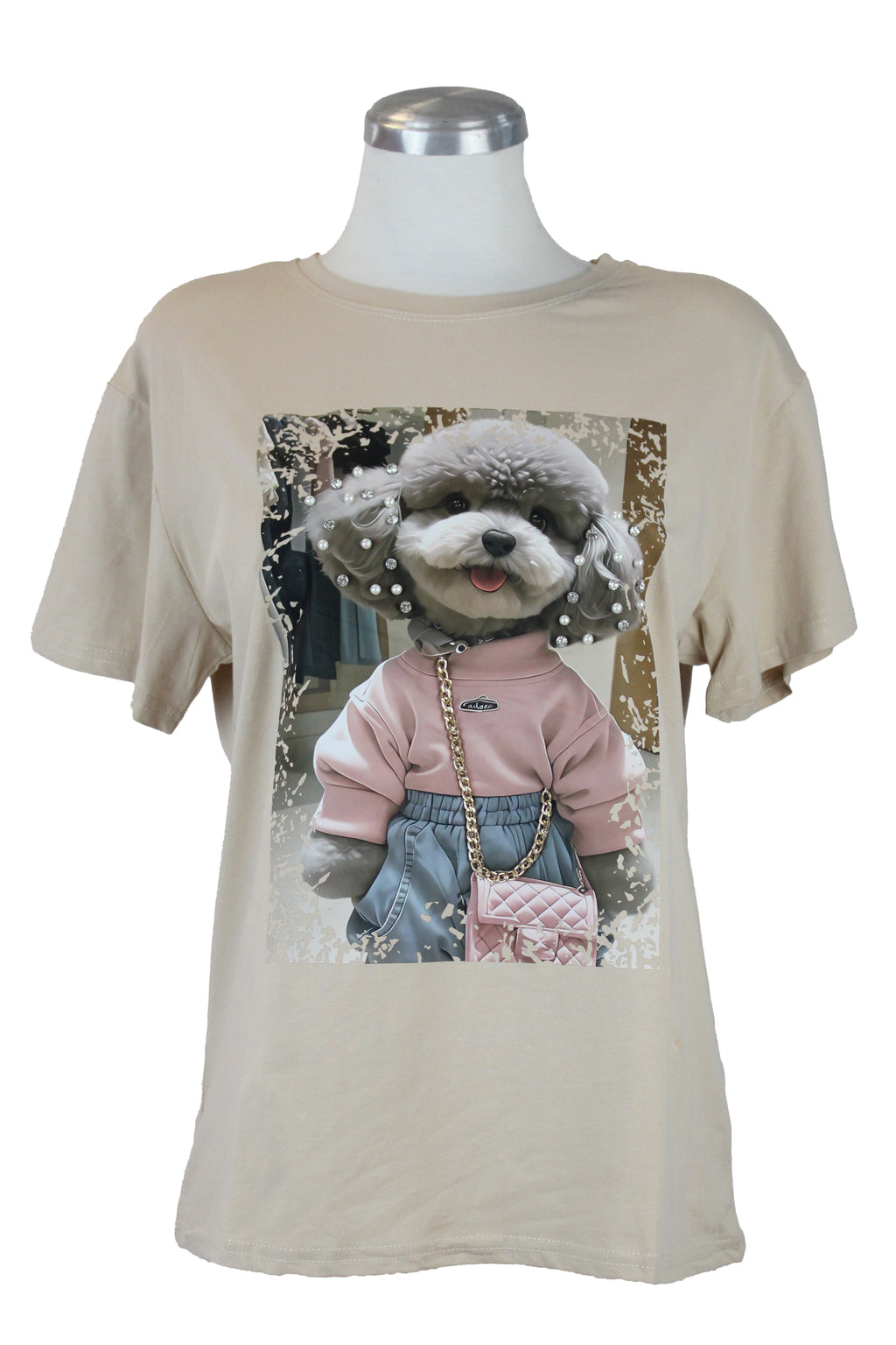 90991 Playera Con Estampado Perrito Y Accesorios 3D