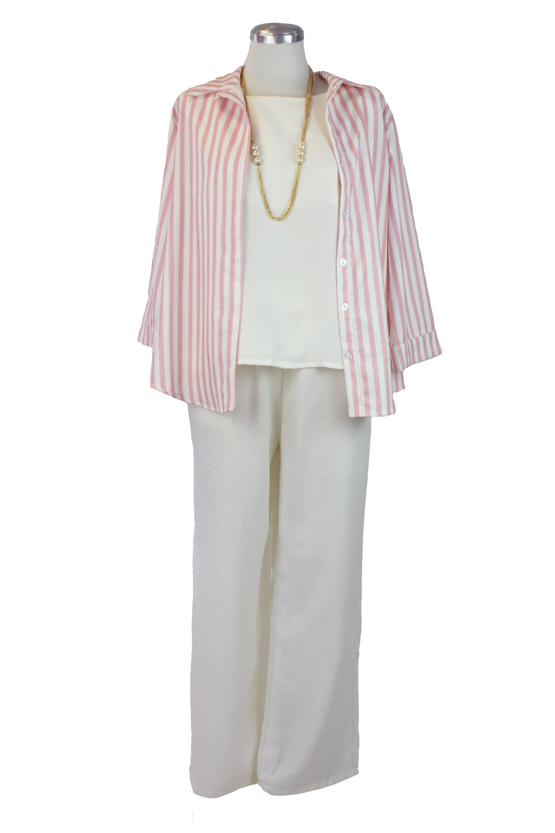 0103 Conjunto Camisa Rayada Pantalón C/Collar