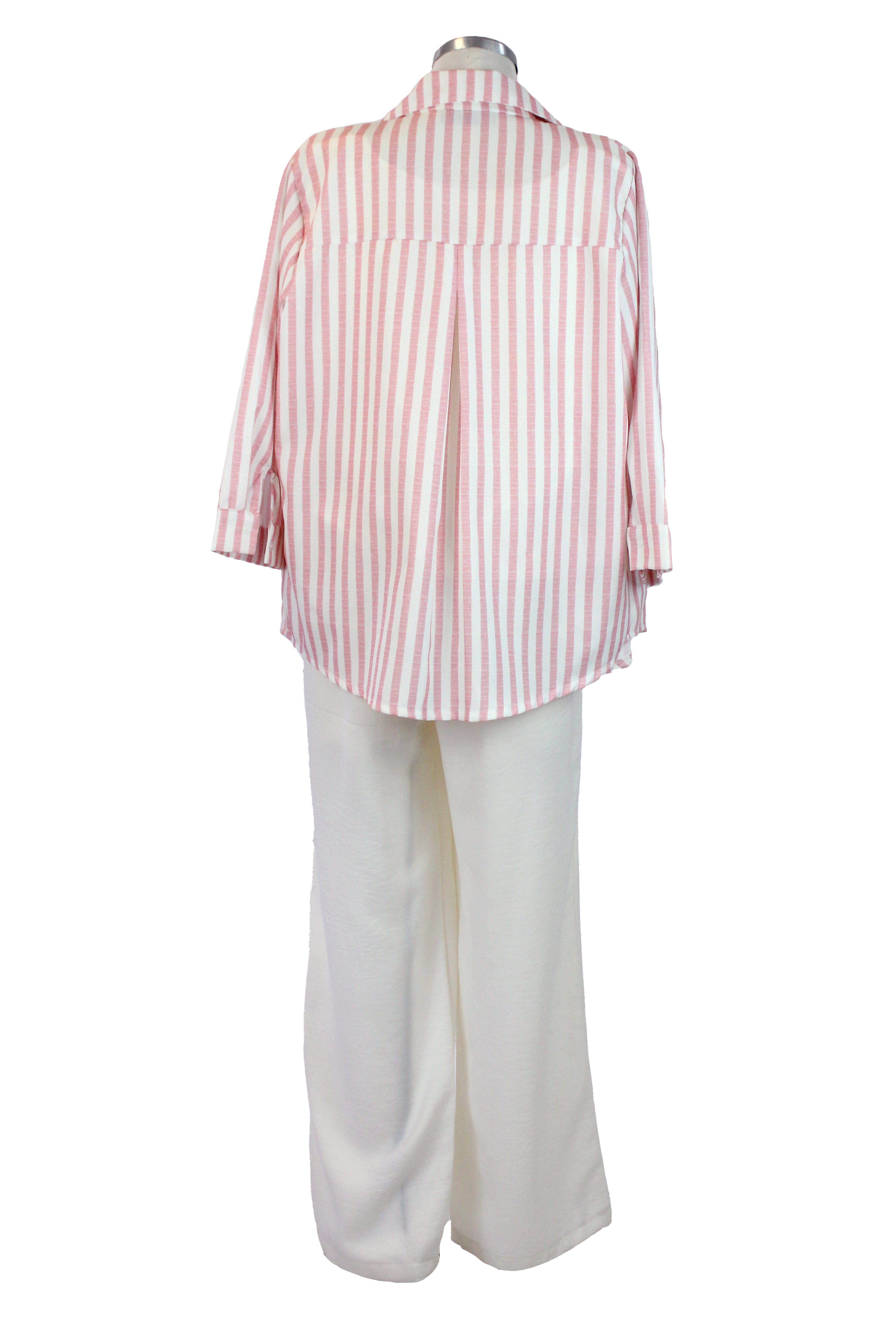 0103 Conjunto Camisa Rayada Pantalón C/Collar