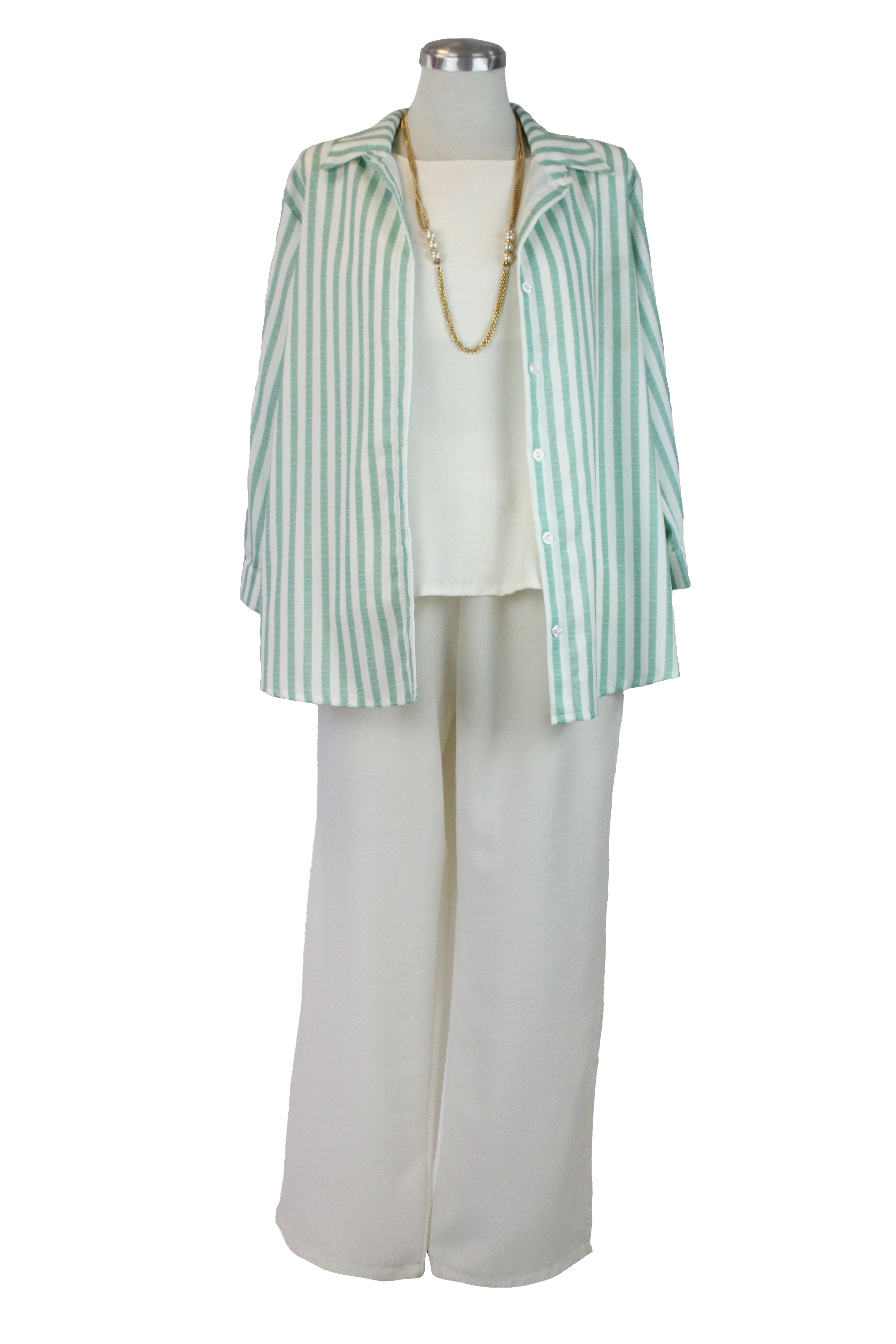 0103 Conjunto Camisa Rayada Pantalón C/Collar