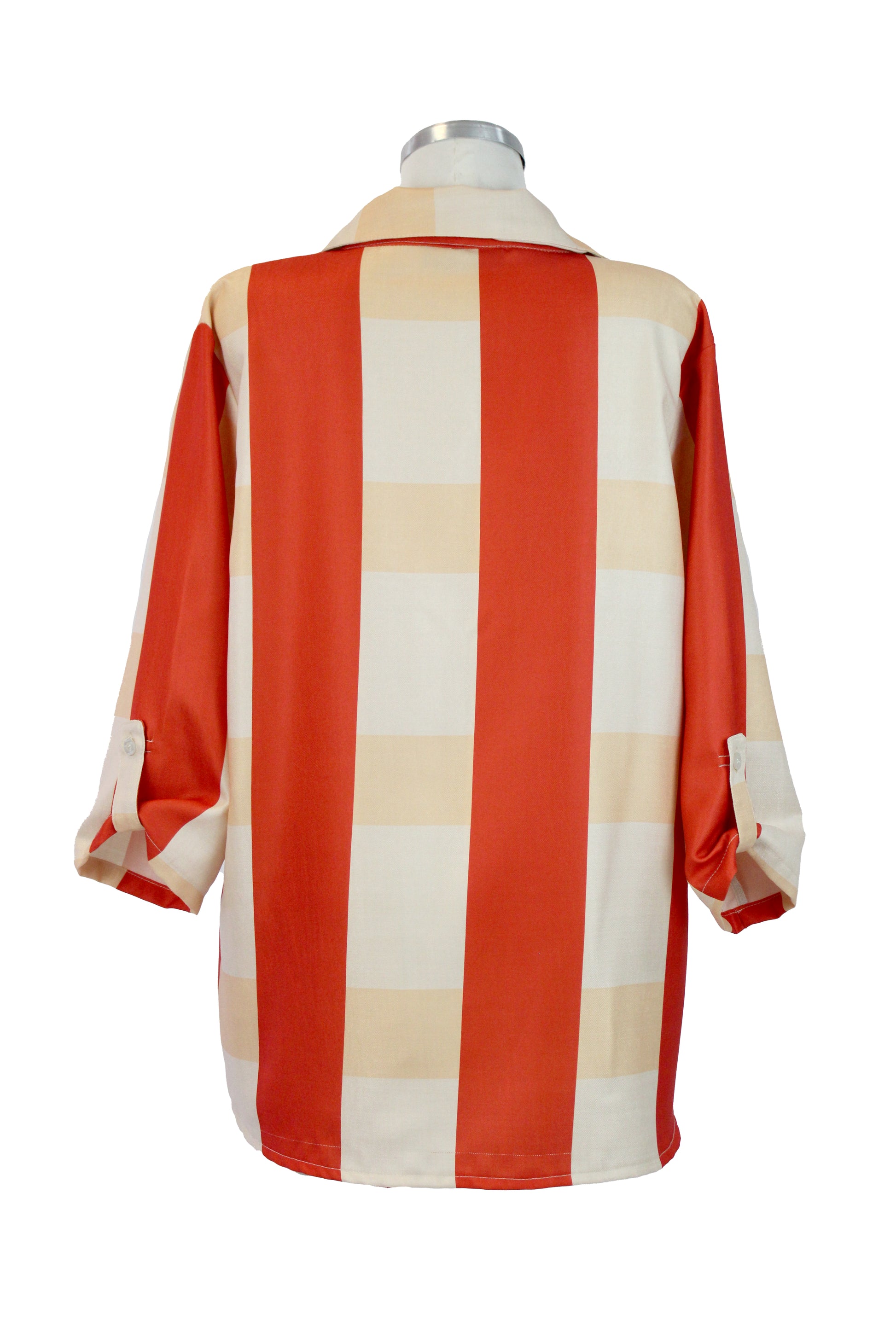 0048 Blusa Cuadros Manga 3/4 C/Collar Dorado