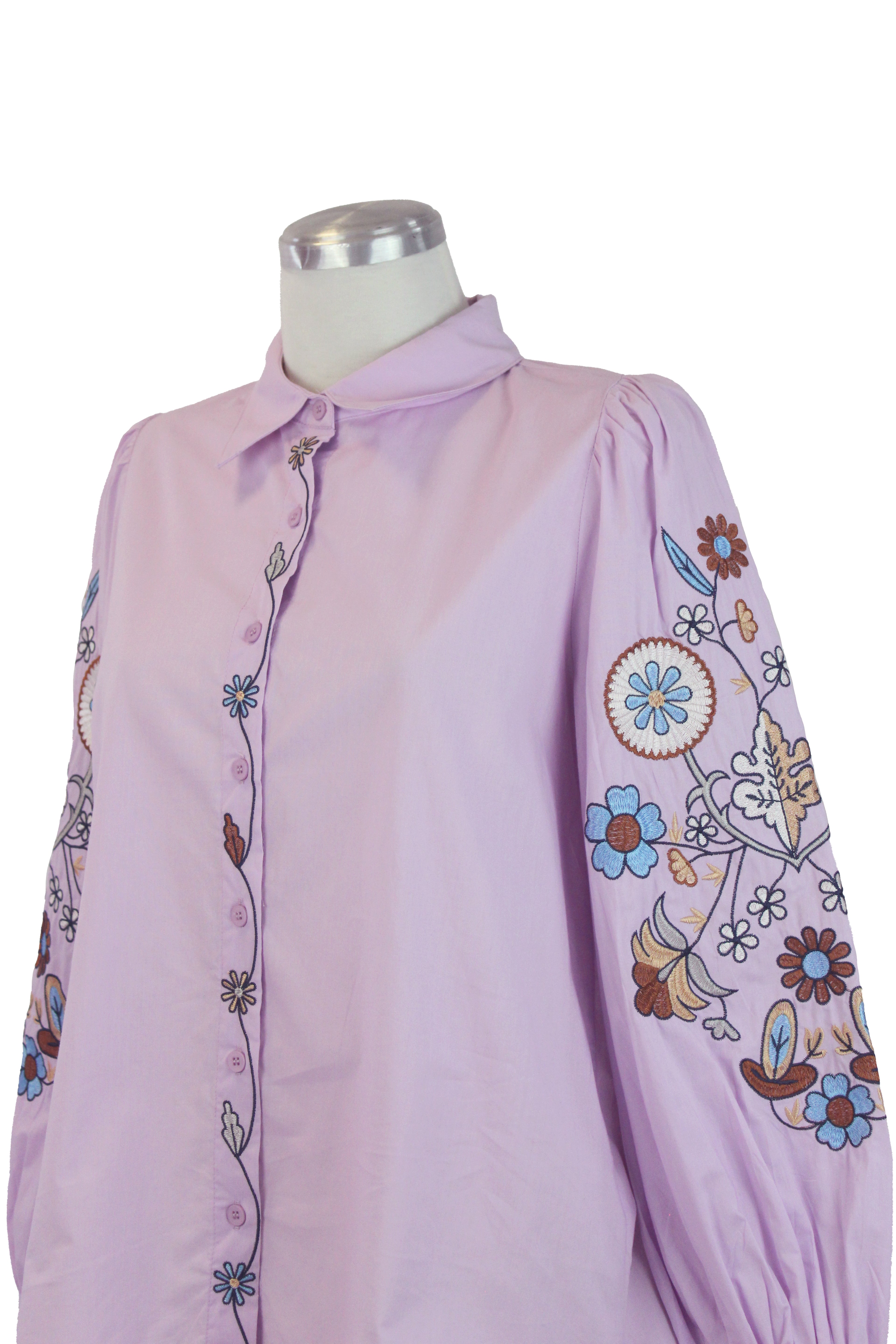 GOZX512 Camisa flores bordada