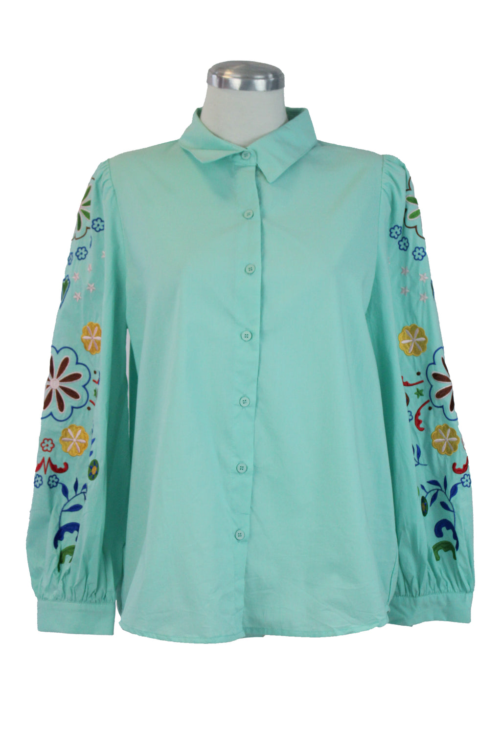 GO2X517 Camisa algodón manga bordada