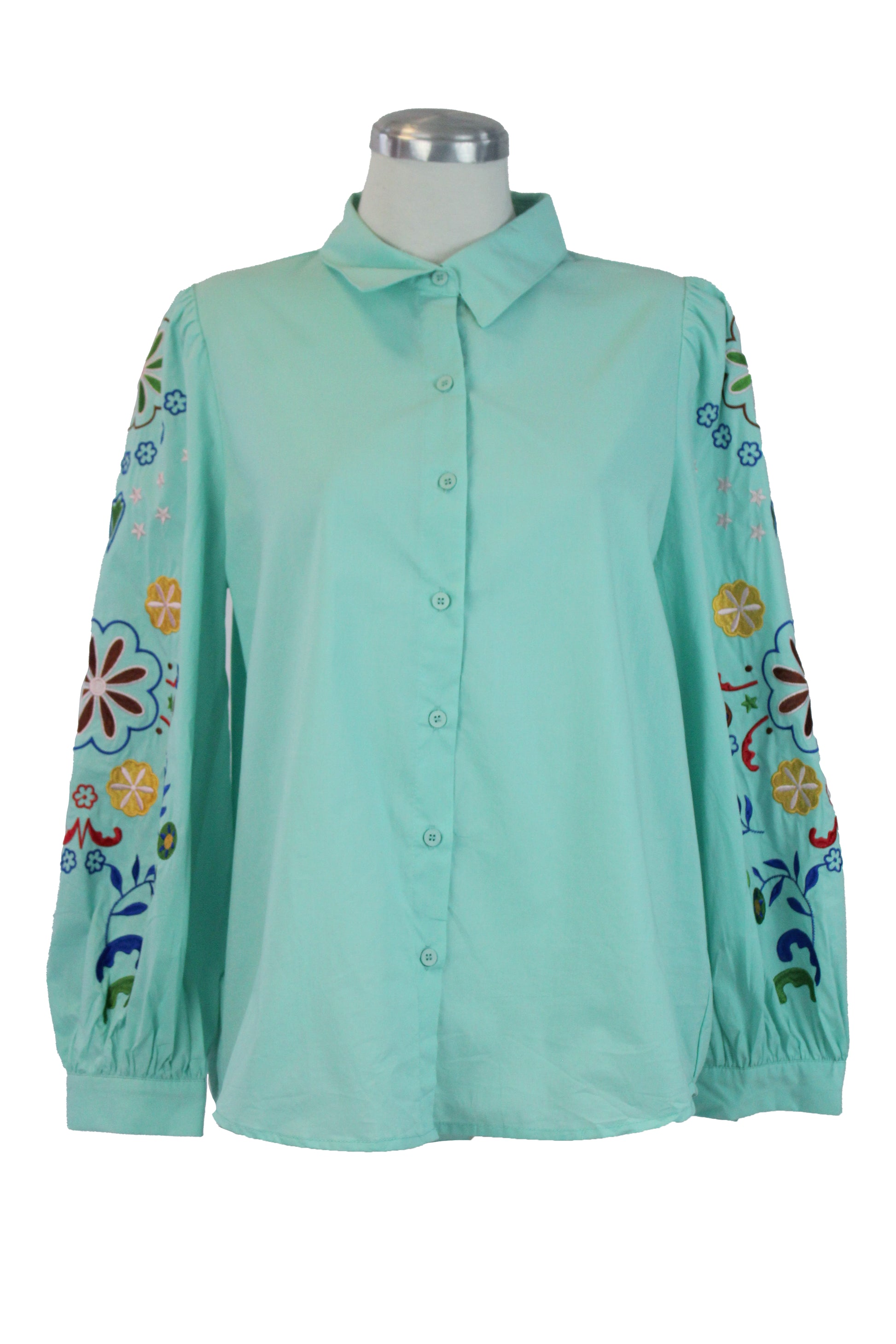 GO2X517 Camisa algodón manga bordada