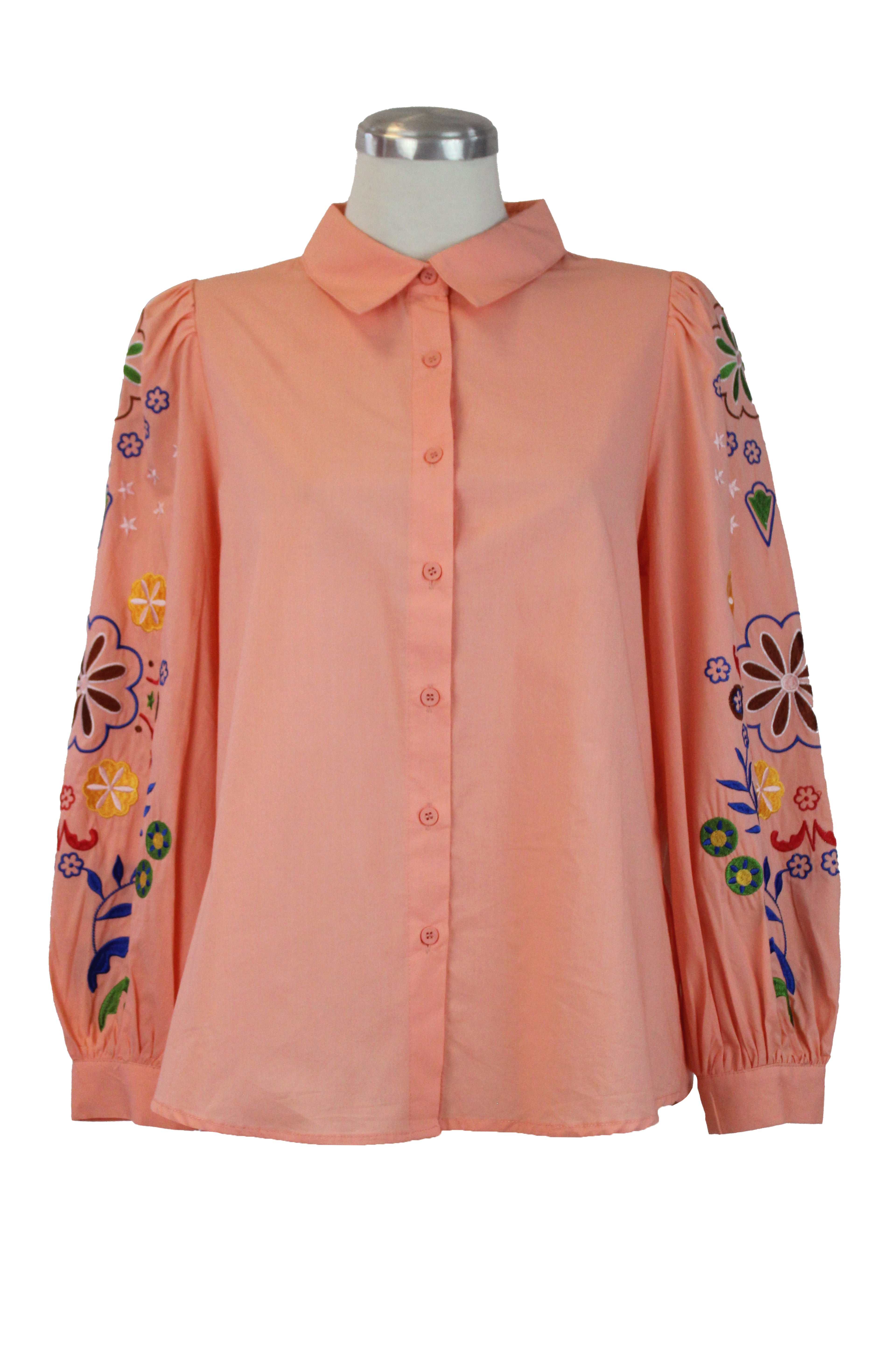 GOZX512 Camisa flores bordada