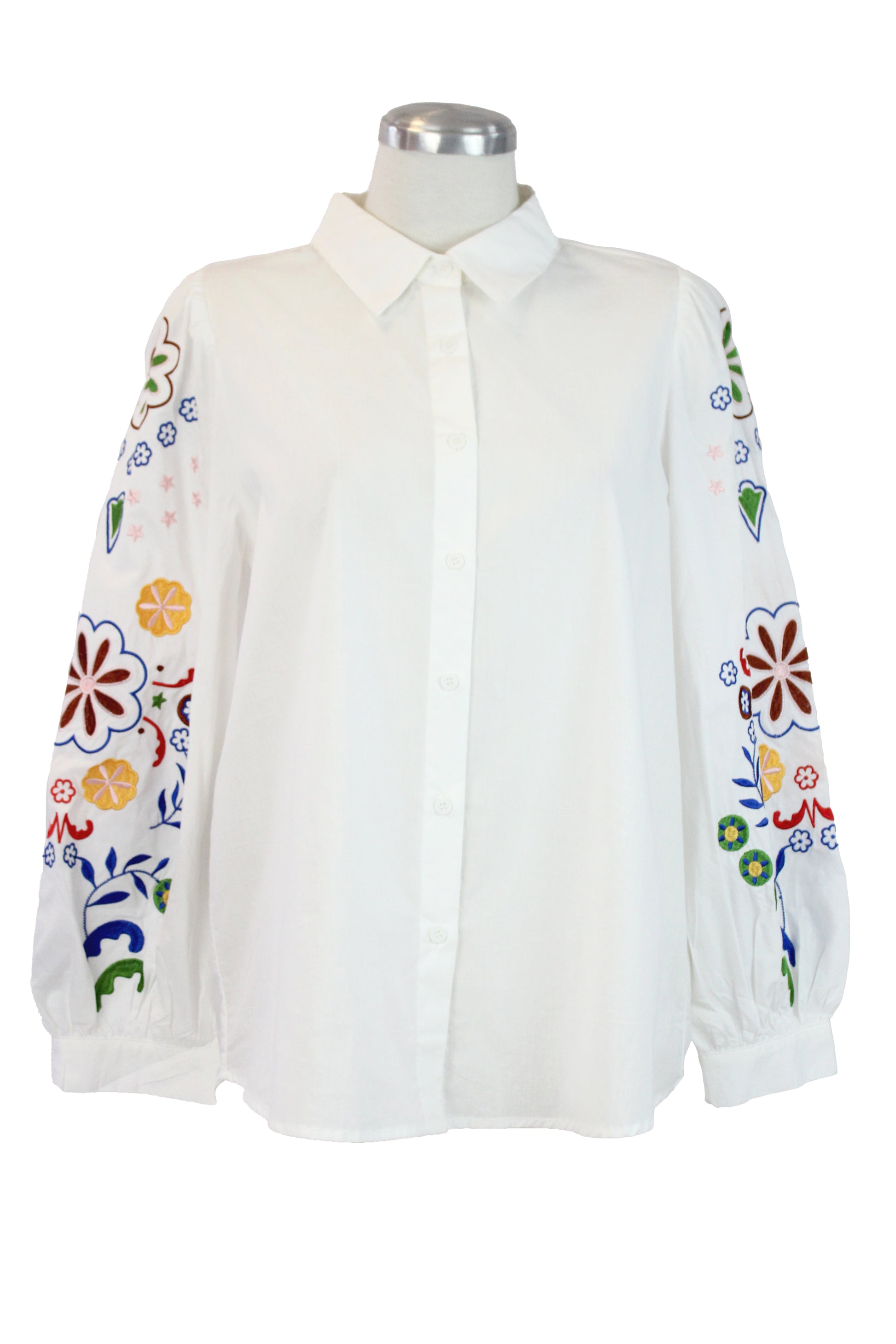 GO2X517 Camisa algodón manga bordada