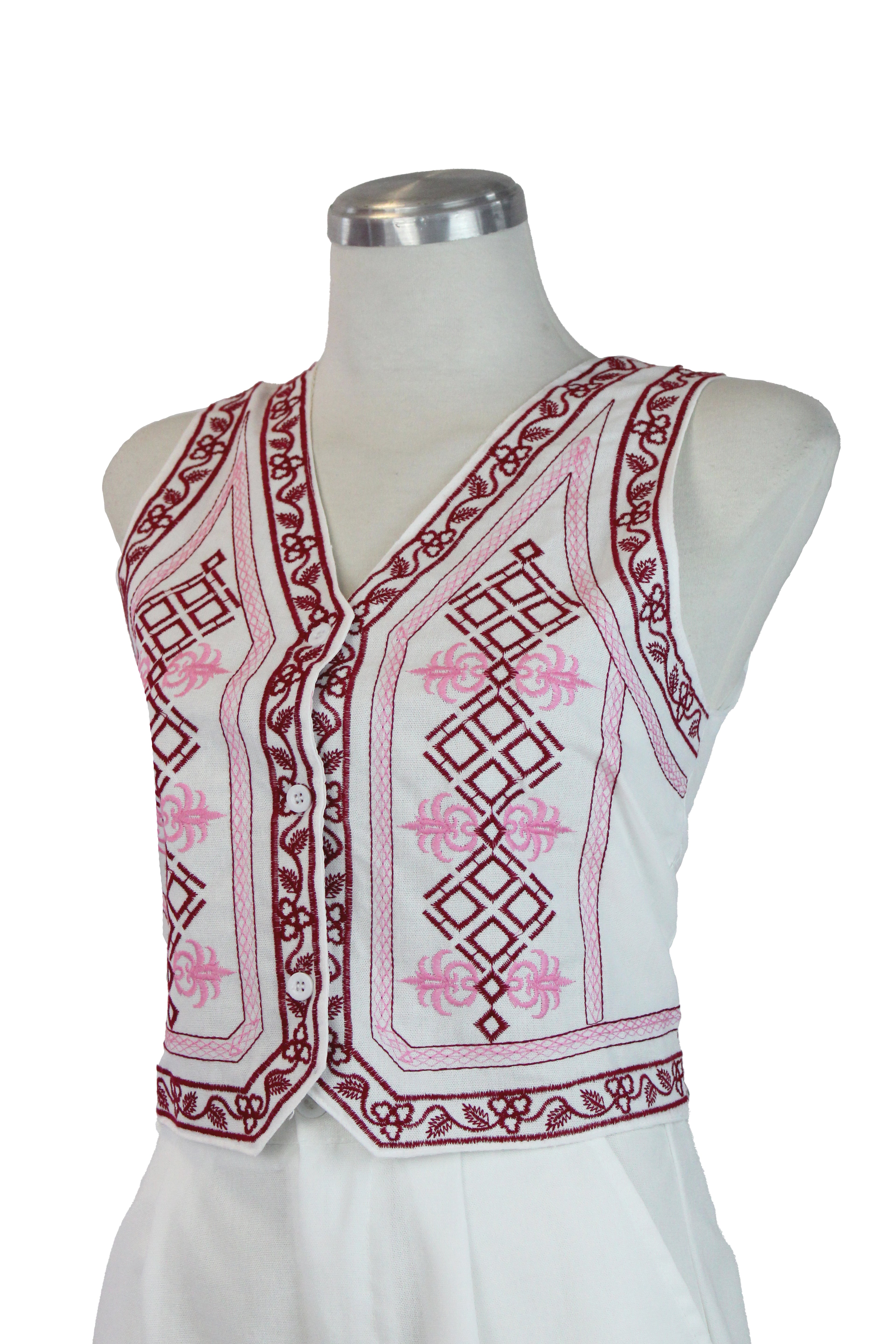 GYF280 Conjunto Chaleco Bordado Con Short