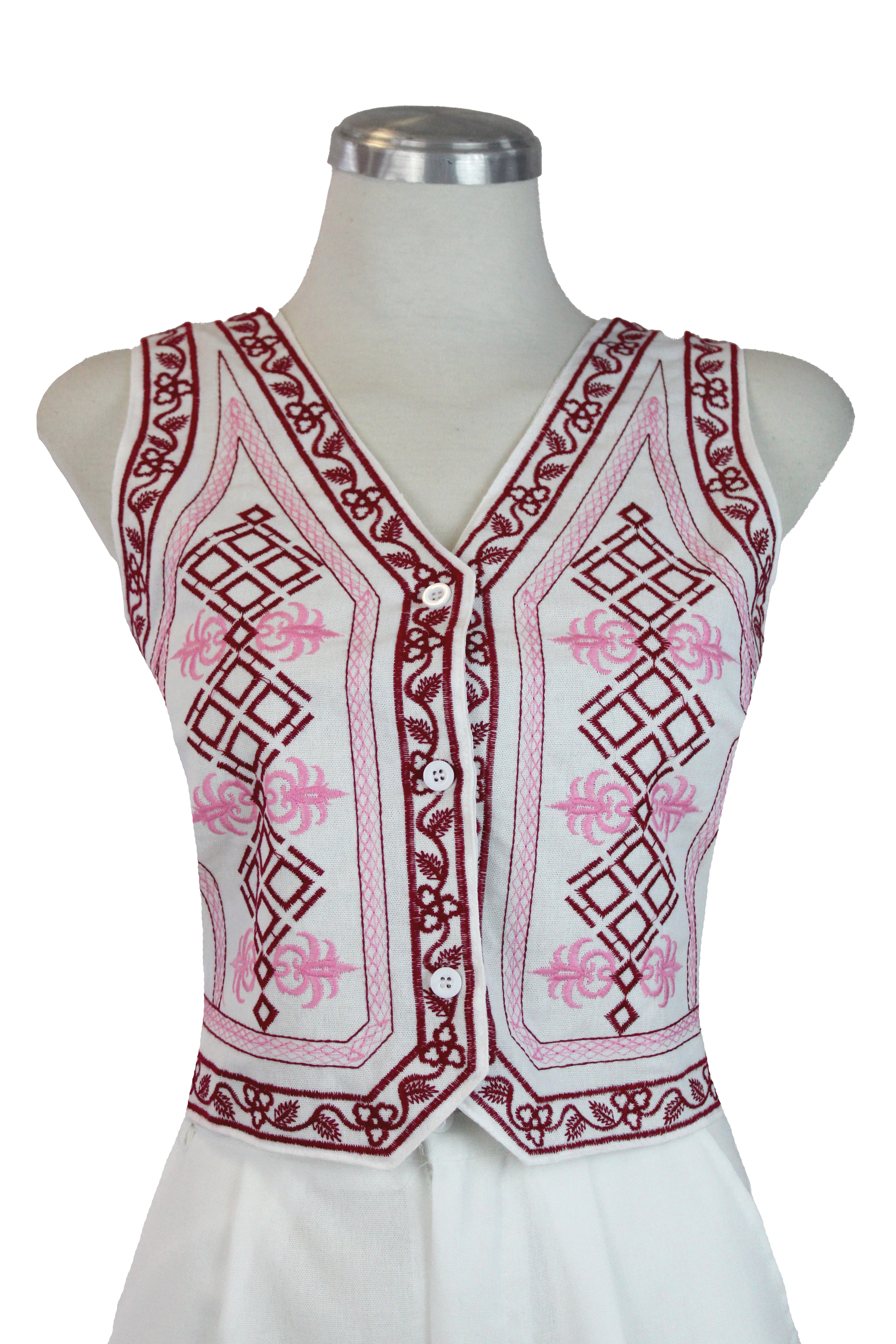 GYF280 Conjunto Chaleco Bordado Con Short