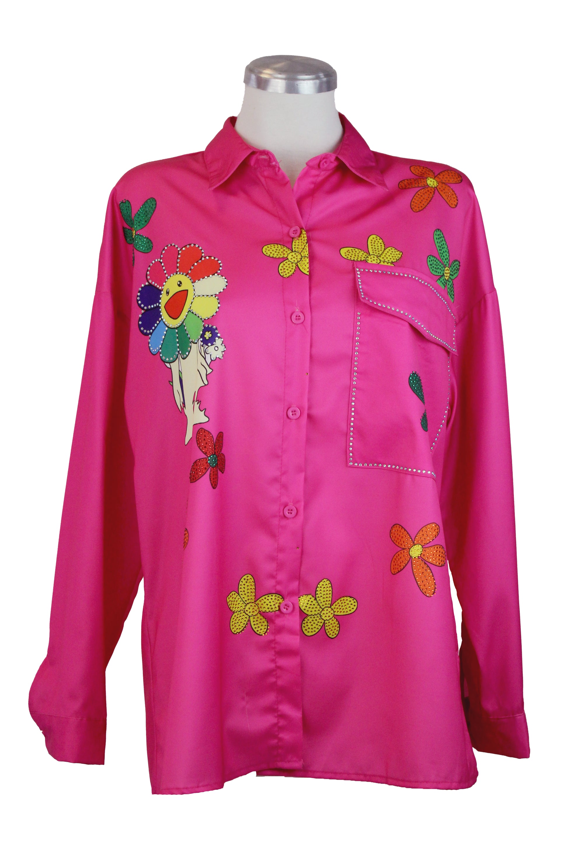 10717 Camisa Manga Larga Estampado Flores, Smile y Brillo