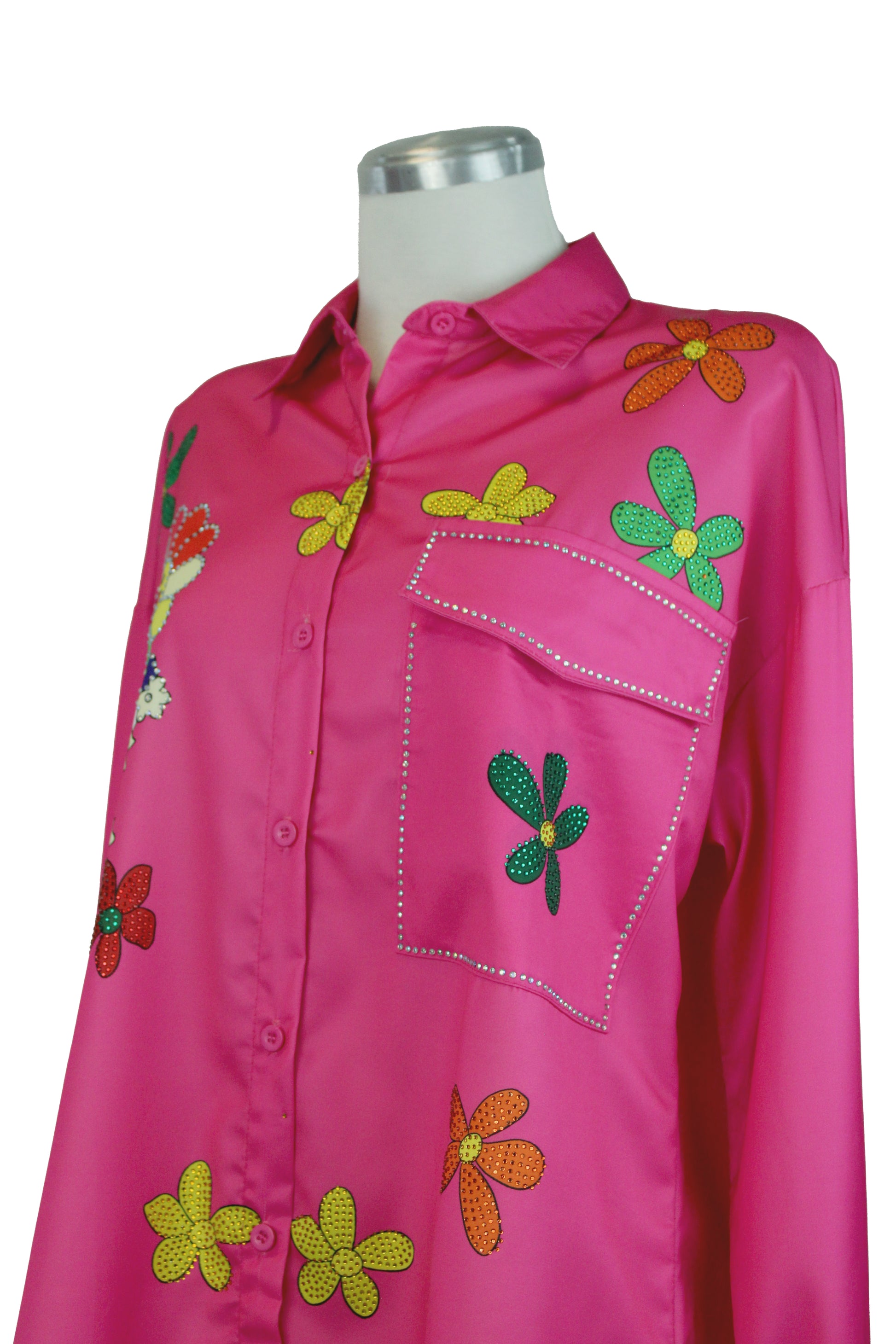 10717 Camisa Manga Larga Estampado Flores, Smile y Brillo