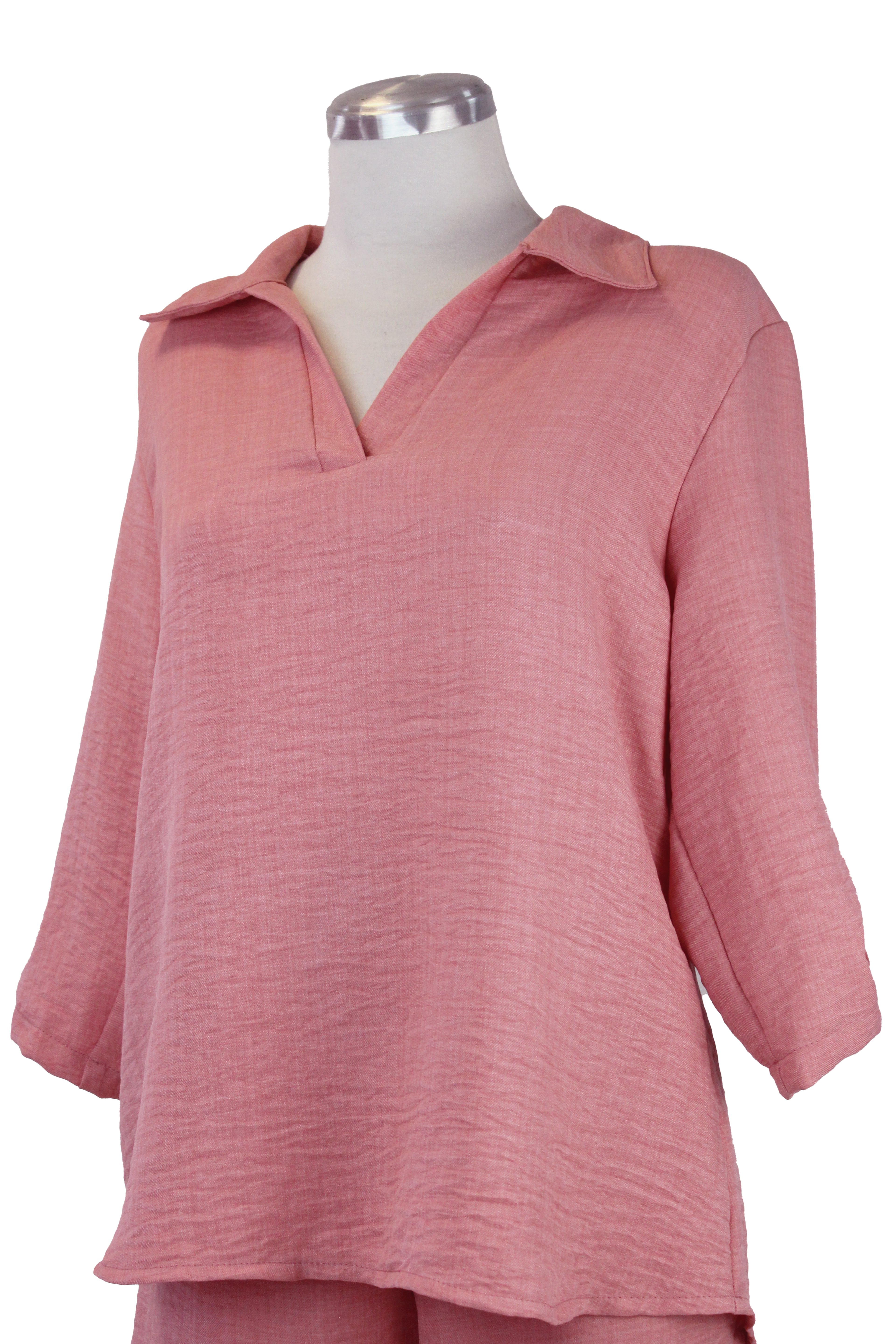 0118  Conjunto Blusa Con Cuello Y Pantalón Liso