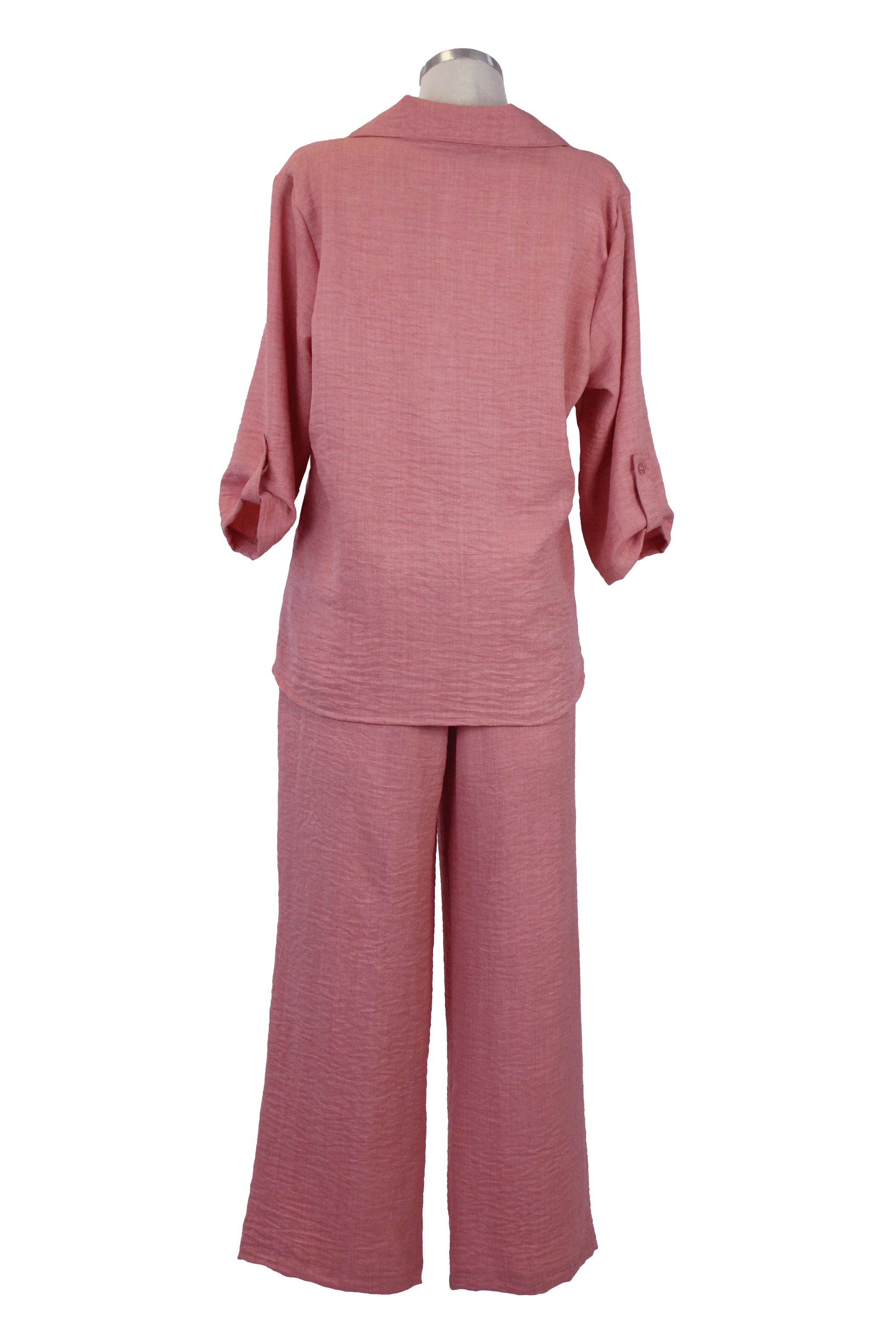 0118  Conjunto Blusa Con Cuello Y Pantalón Liso