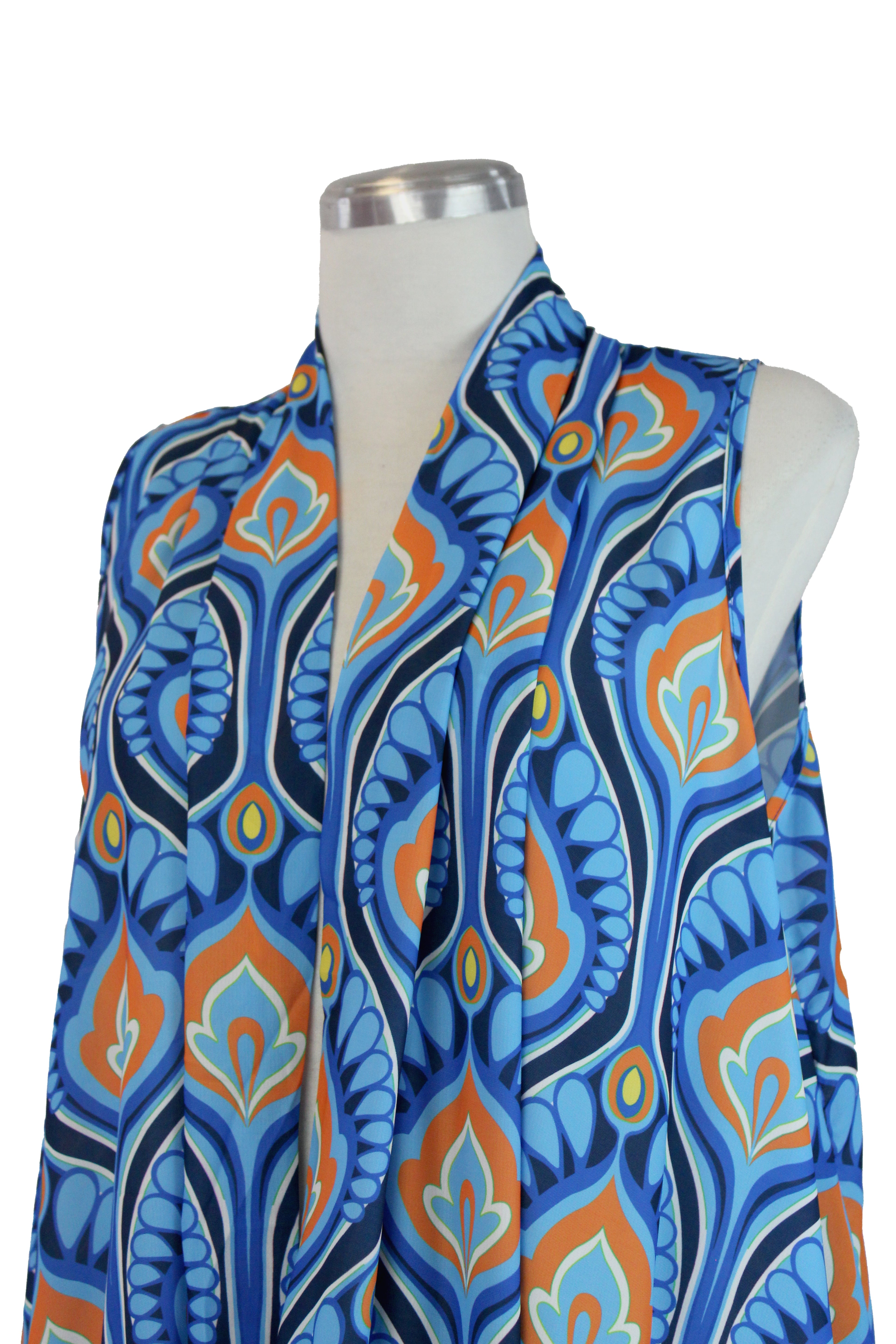 G23357S Chaleco Largo Estampado con Barbitas