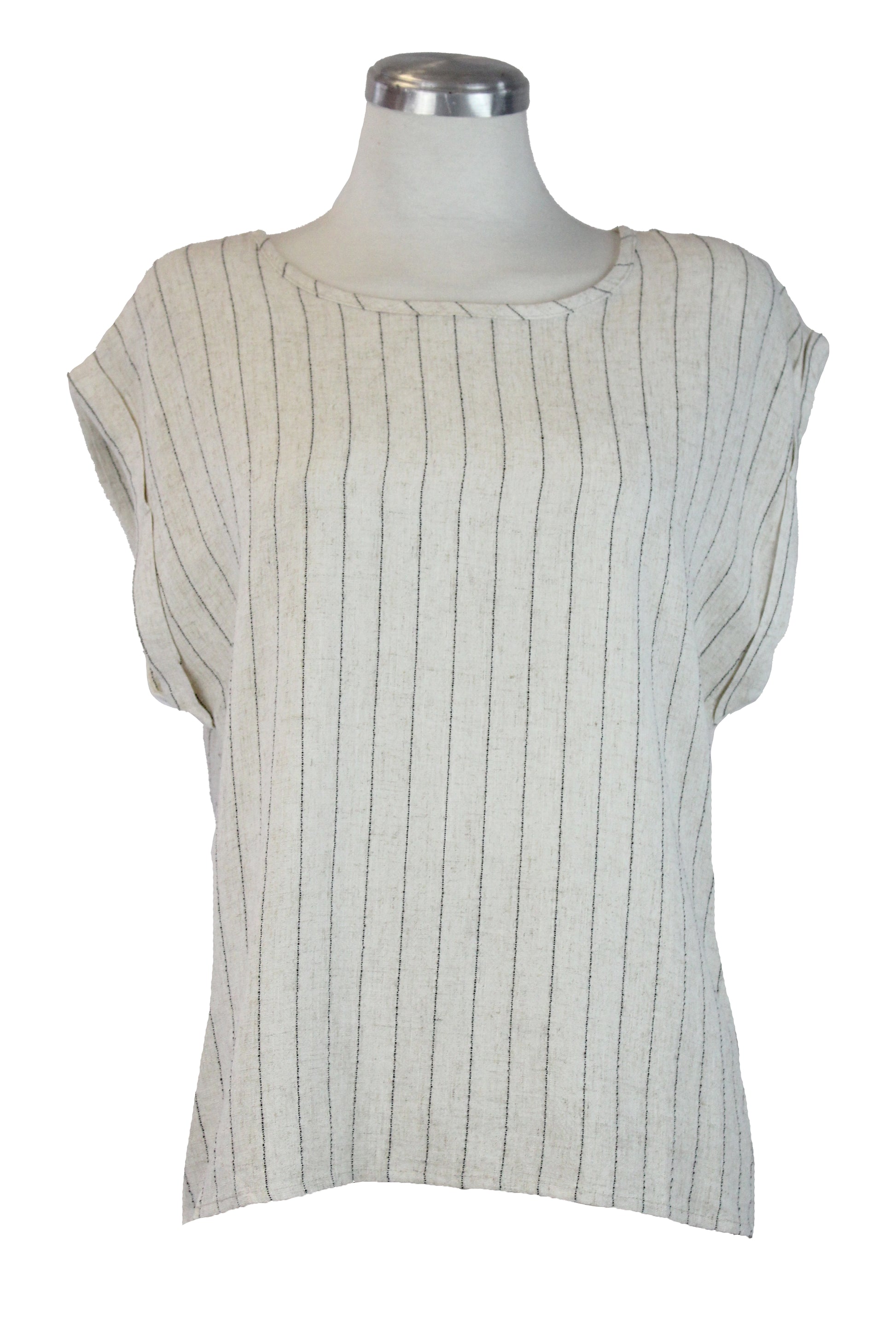 71732 Blusa Lisa Con Lineas Verticales Sin Mangas