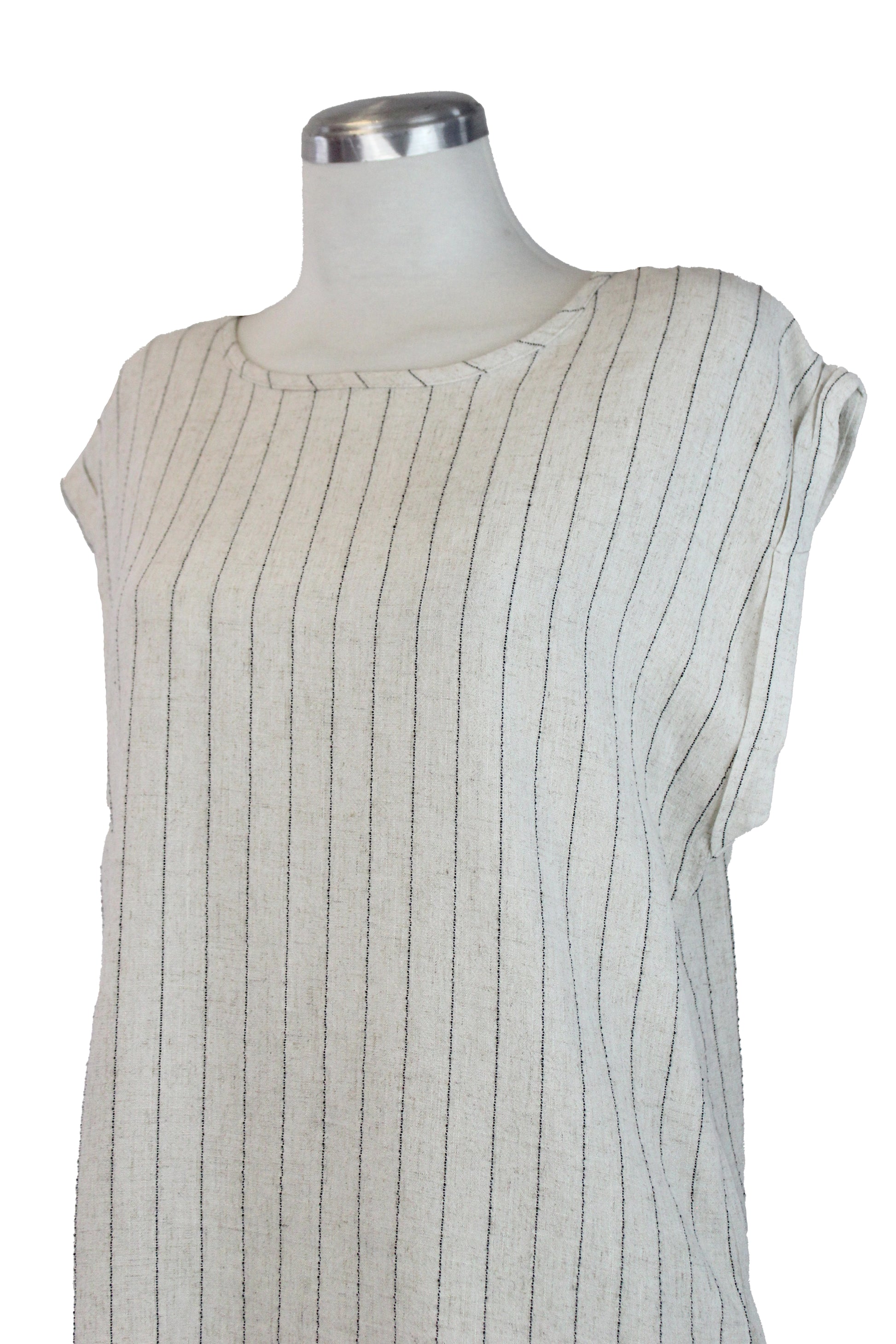 71732 Blusa Lisa Con Lineas Verticales Sin Mangas