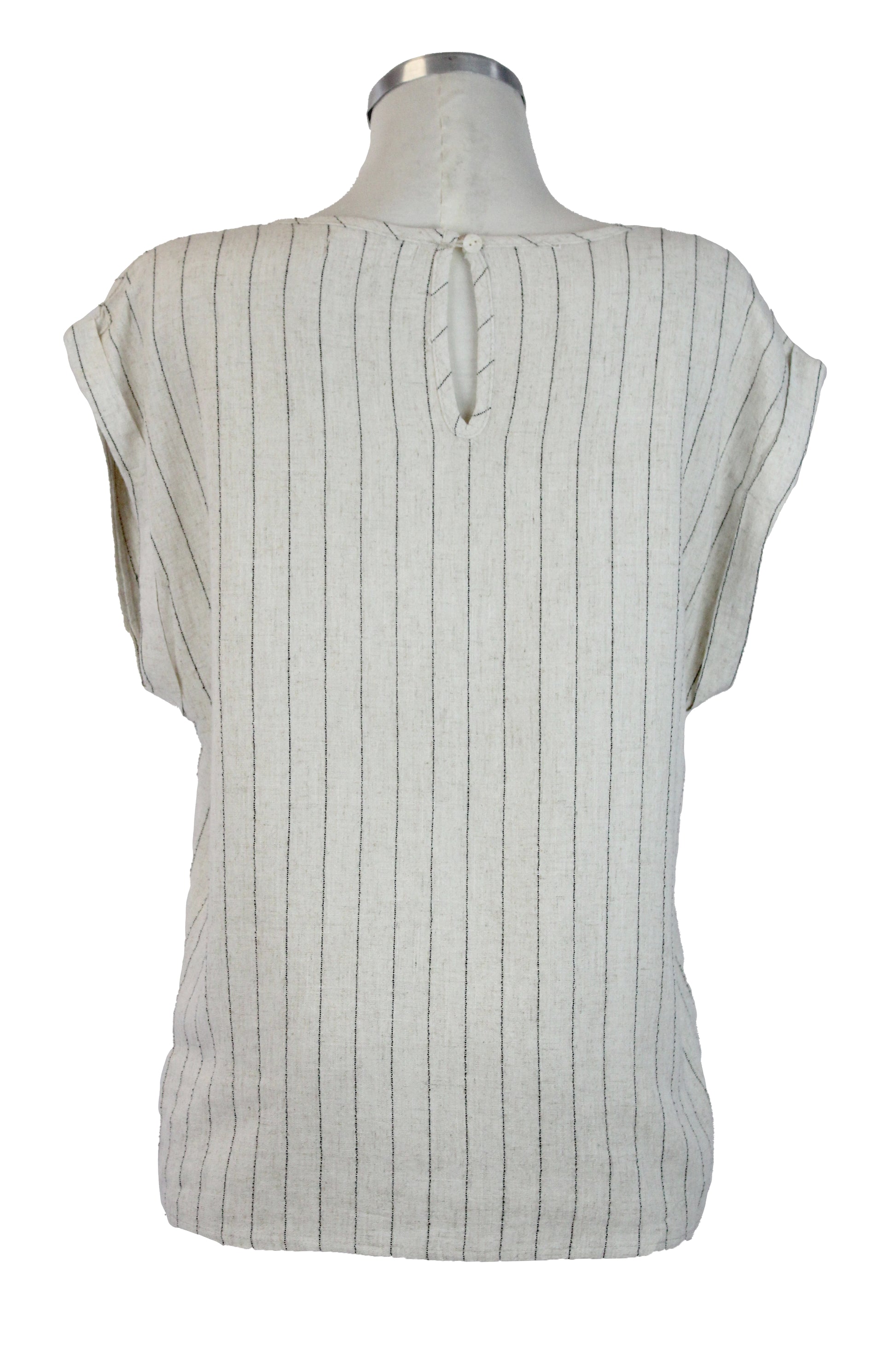 71732 Blusa Lisa Con Lineas Verticales Sin Mangas