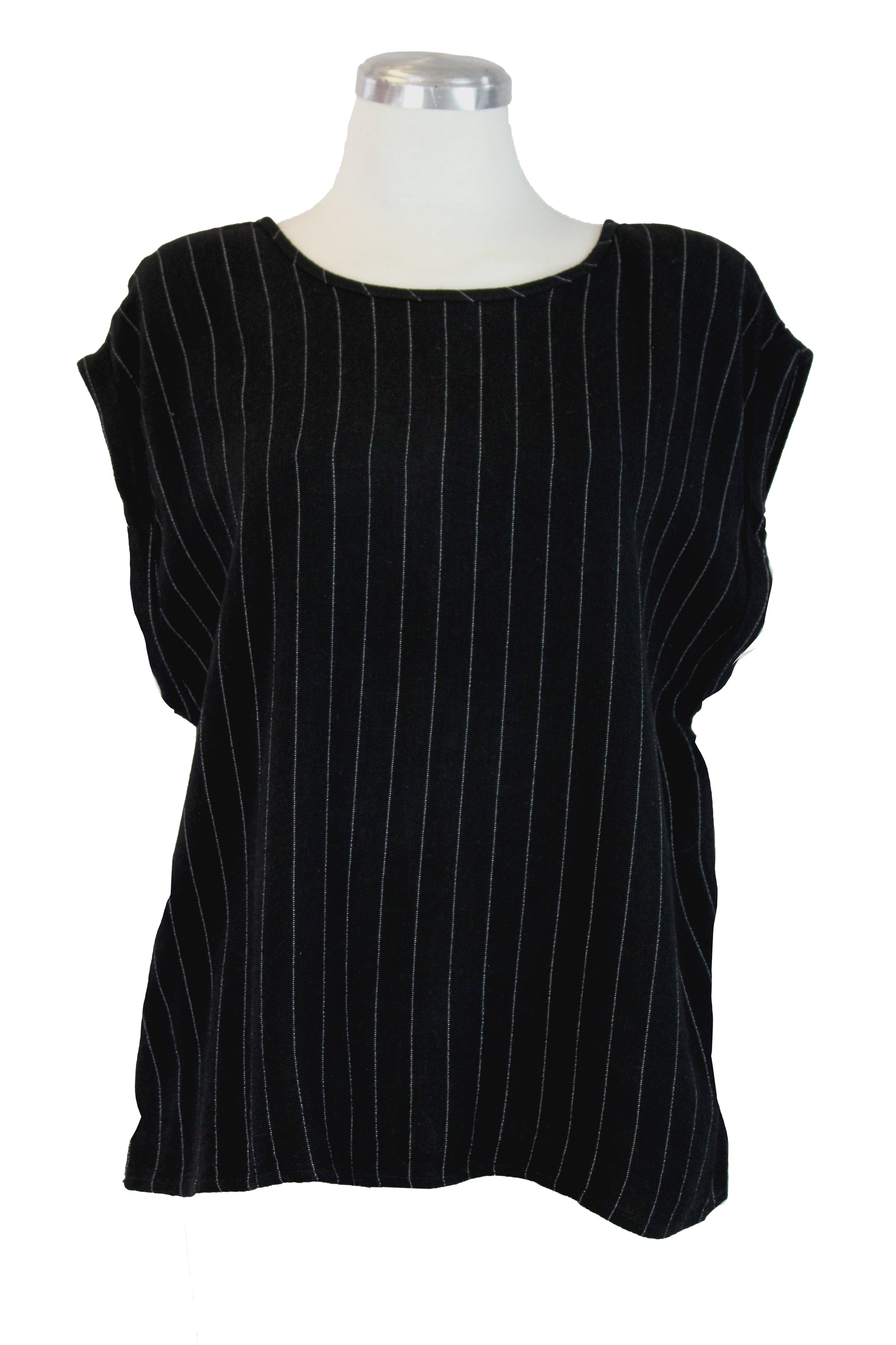 71732 Blusa Lisa Con Lineas Verticales Sin Mangas