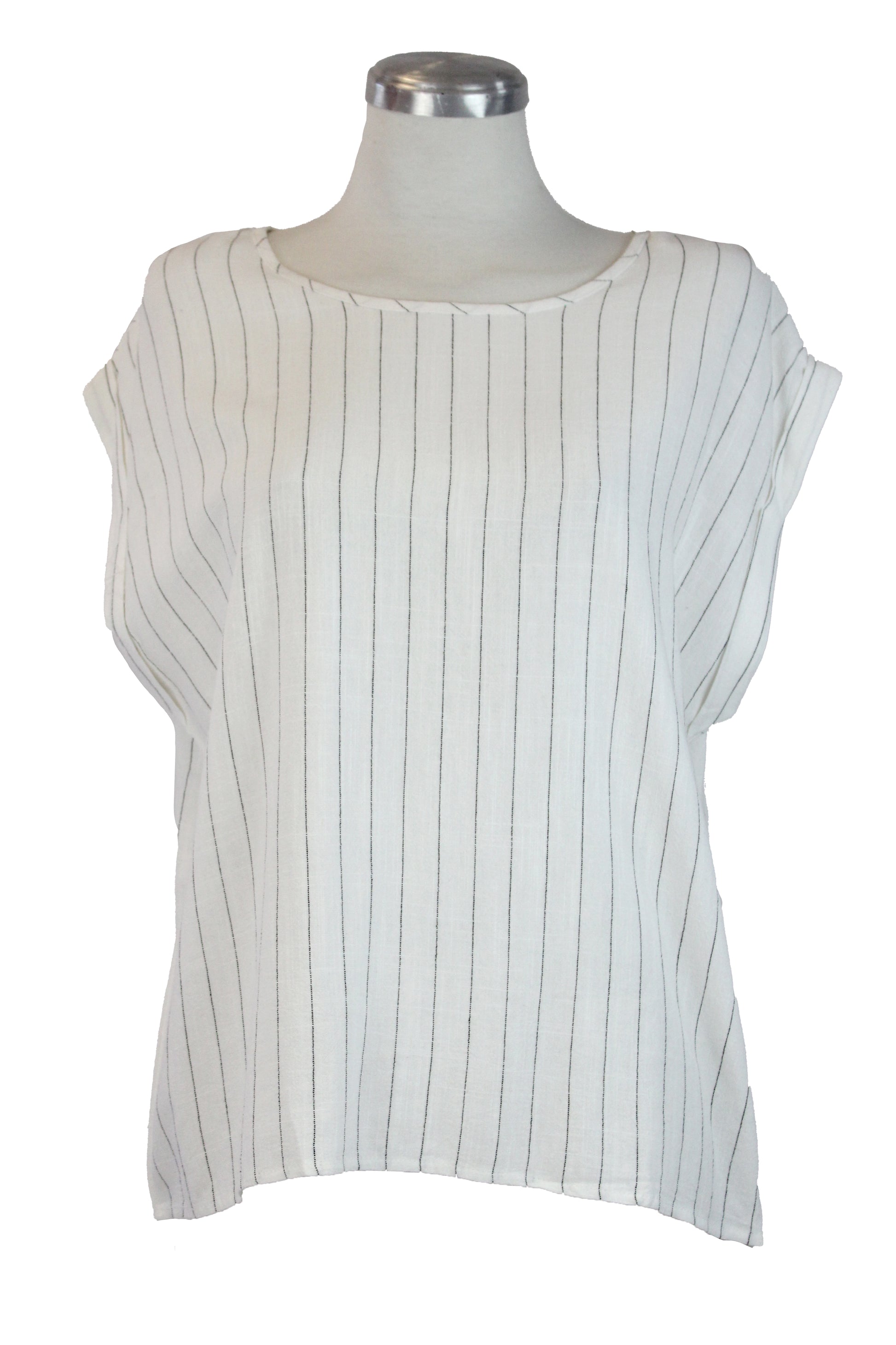 71732 Blusa Lisa Con Lineas Verticales Sin Mangas