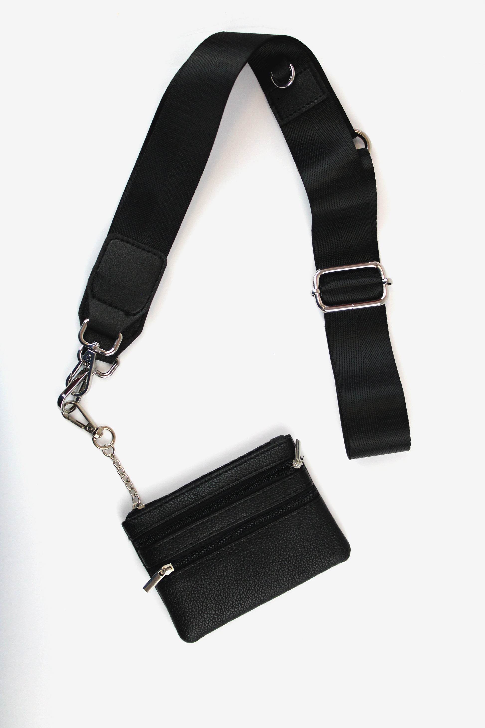 K732 Cartera Negra Mini Con Correa Ajustable