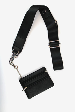 K732 Cartera Negra Mini Con Correa Ajustable