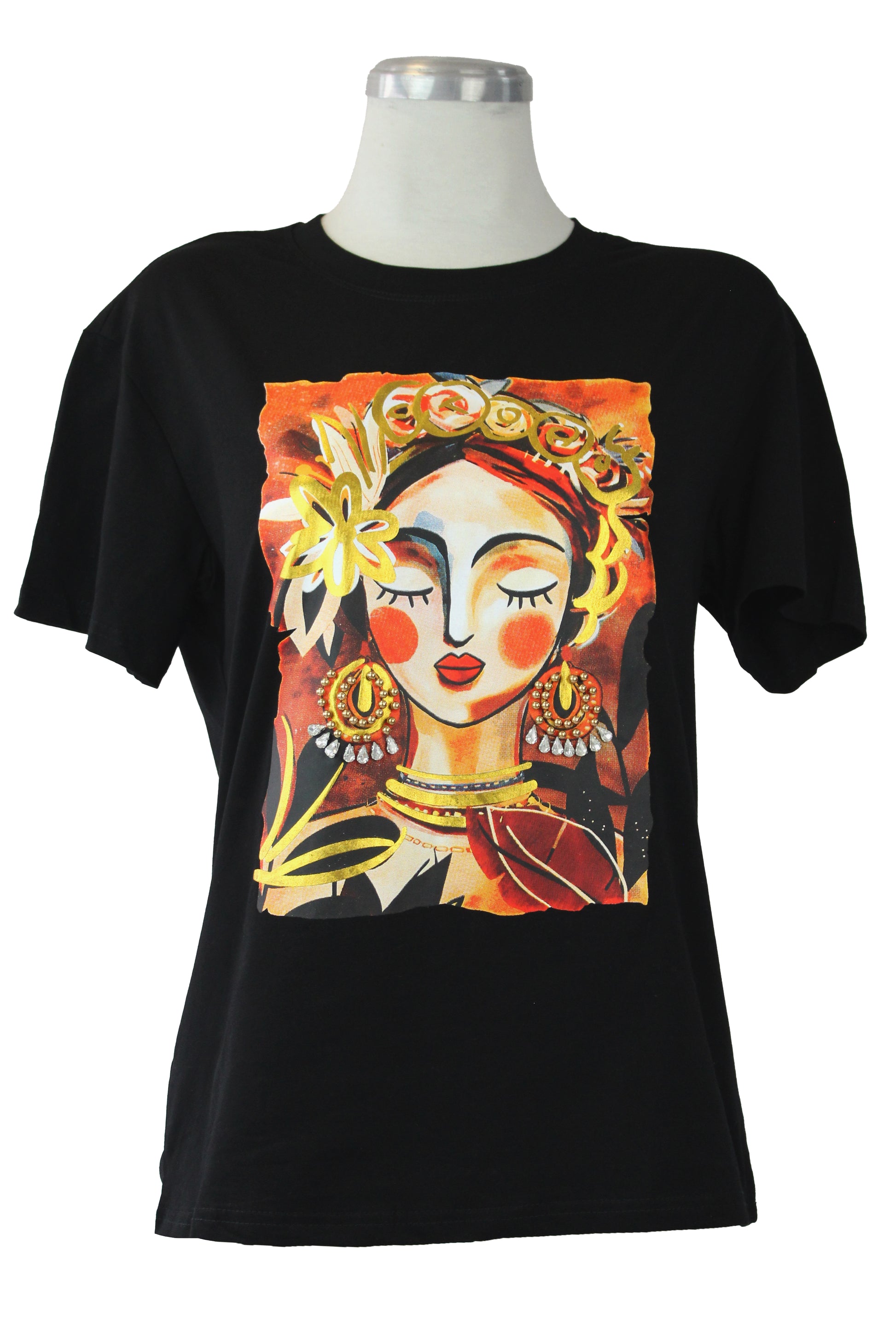 M5563 Blusa Con Estampado Mujer C/Piedra
