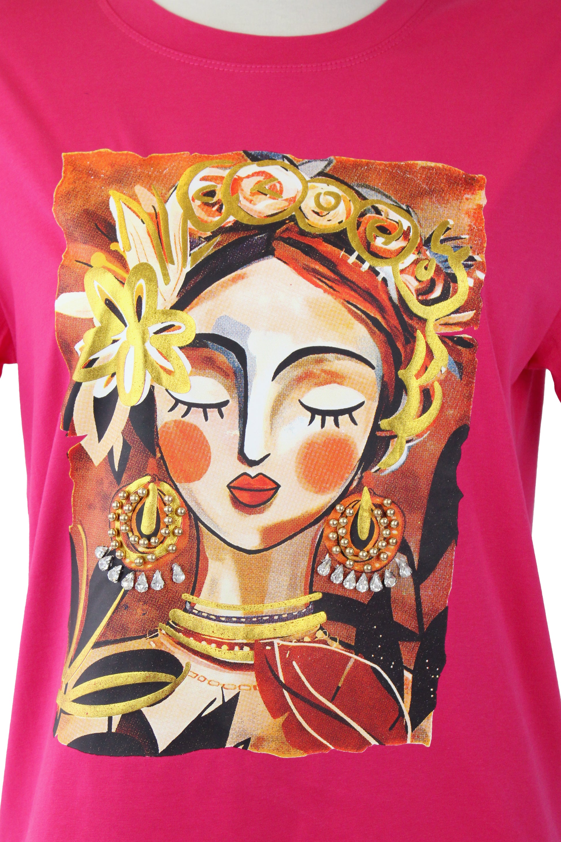 M5563 Blusa Con Estampado Mujer C/Piedra