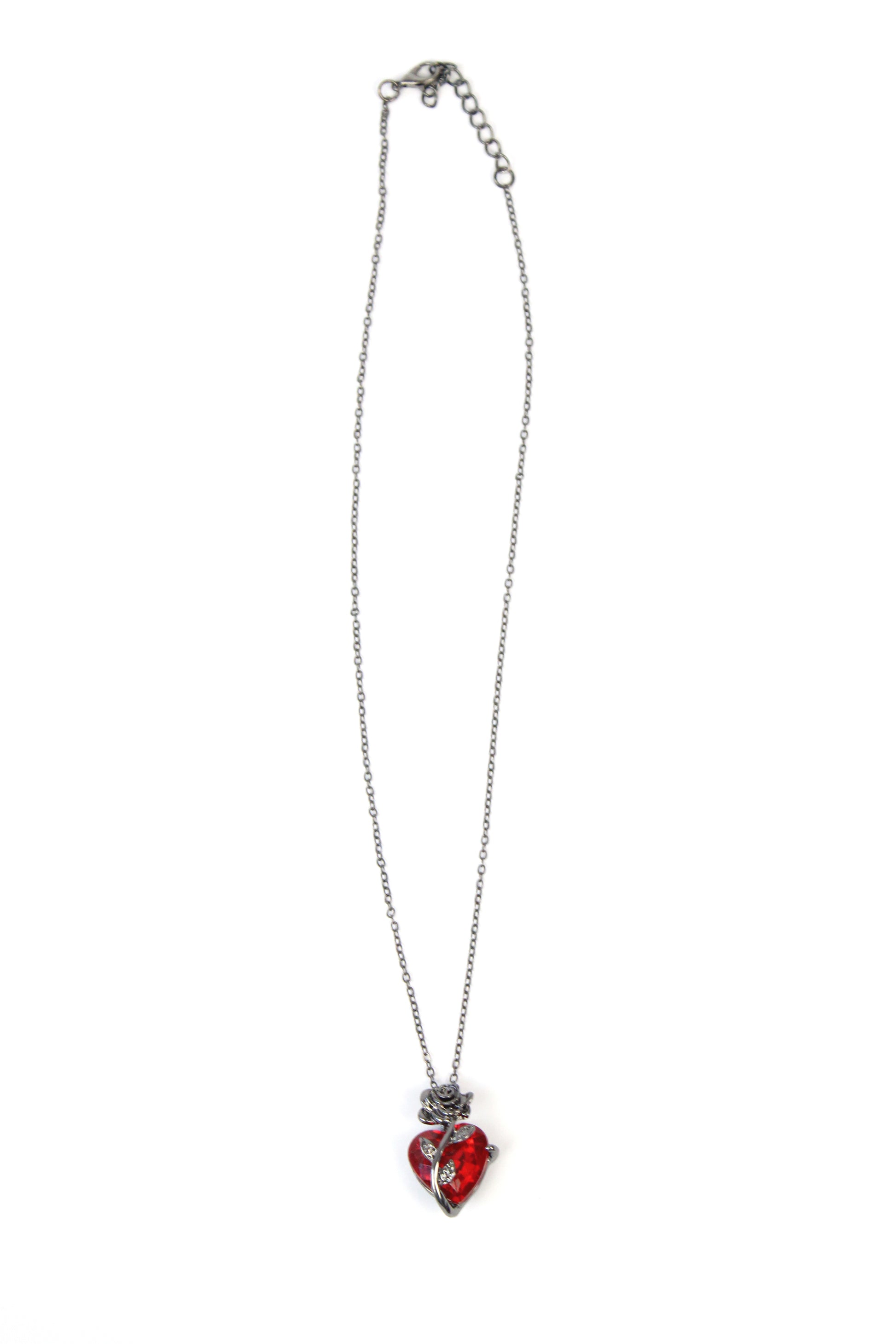 23C collar dije corazón piedra con flor