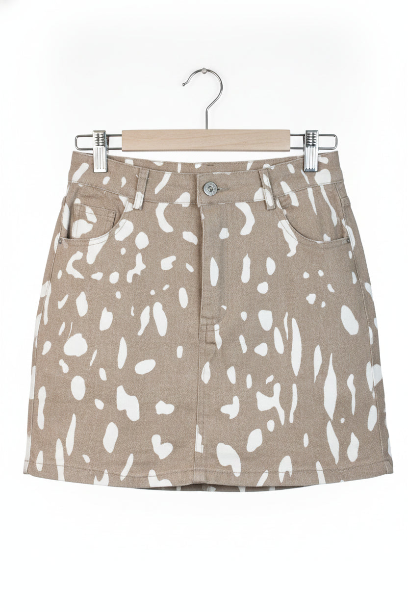 PS1014 Falda Corta Recta Diseño Animal Print