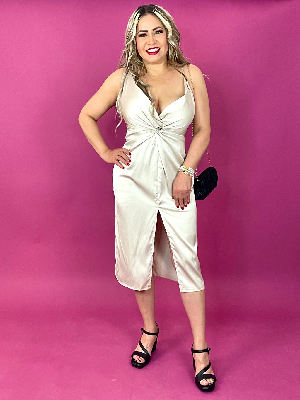 Vestido Satin Nudo YM15326