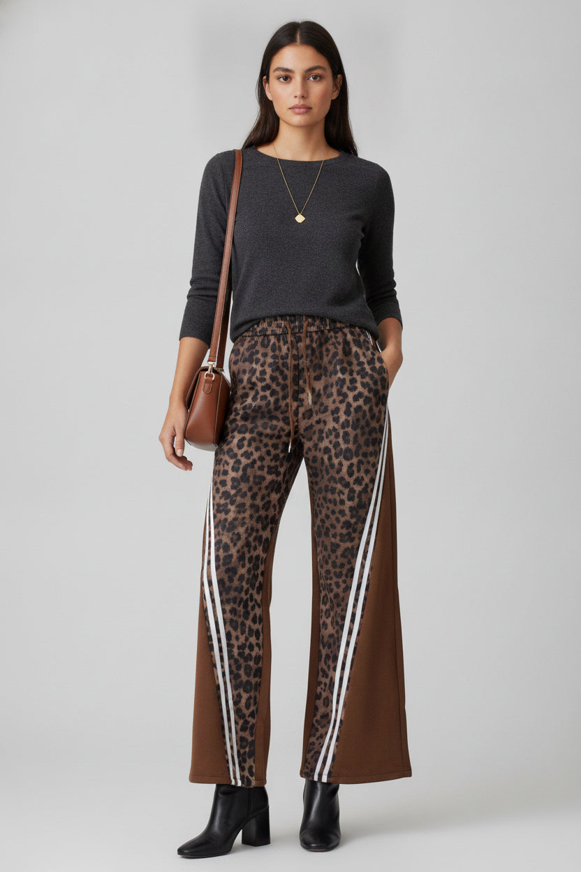 PS987 Pantalonera Animal Print Doble Raya Cruzada con Elástico