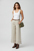 LM1100 Pantalón Pierna Ancha Bordado Inferior