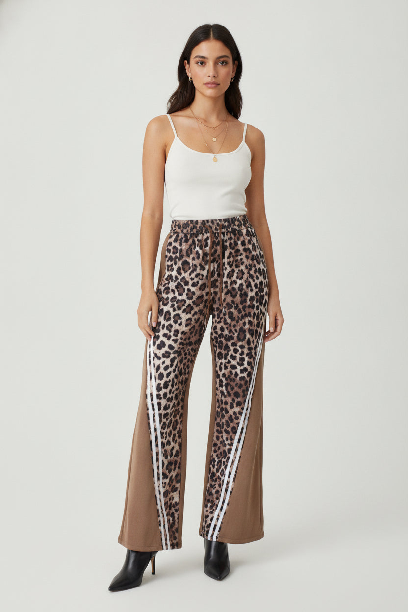PS987 Pantalonera Animal Print Doble Raya Cruzada con Elástico
