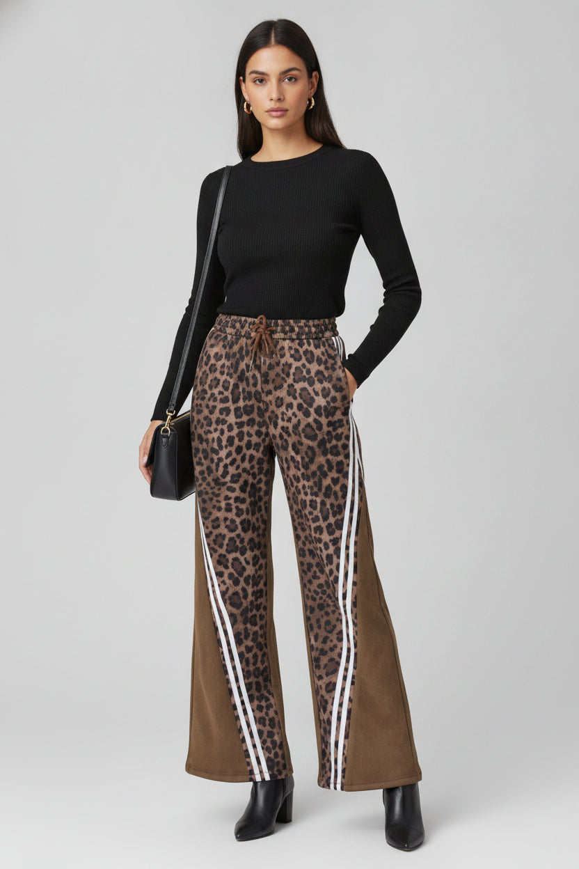 PS987 Pantalonera Animal Print Doble Raya Cruzada con Elástico
