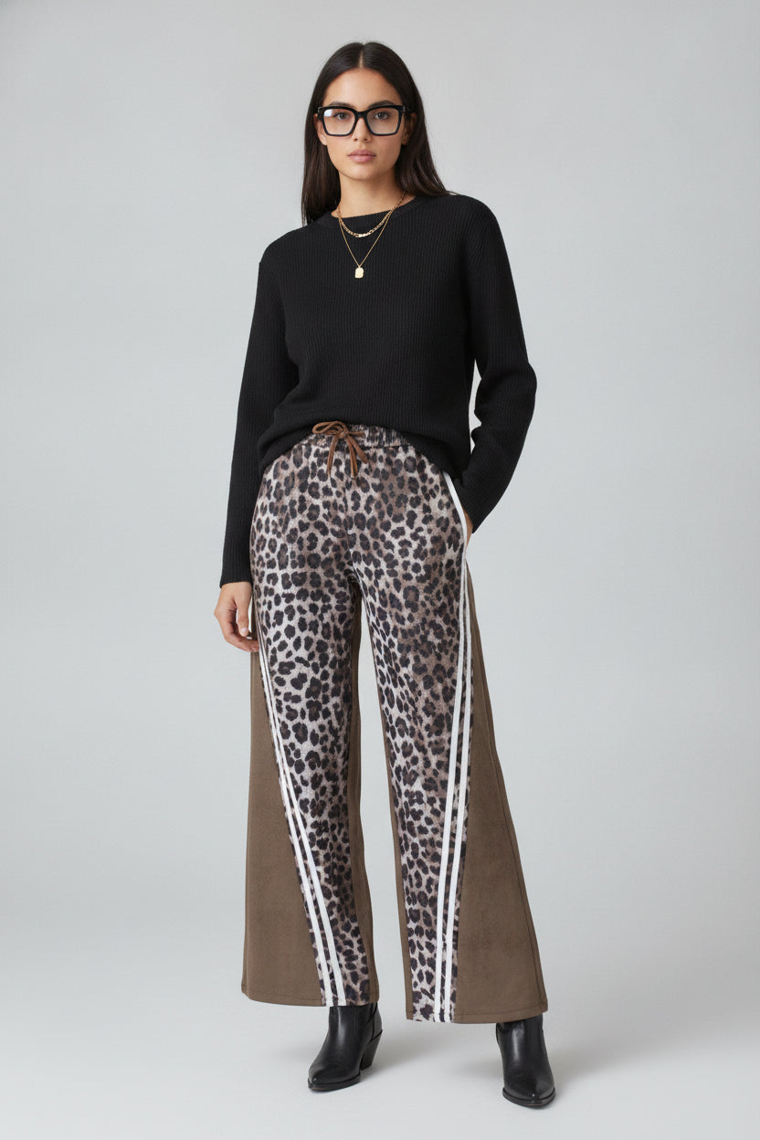 PS987 Pantalonera Animal Print Doble Raya Cruzada con Elástico