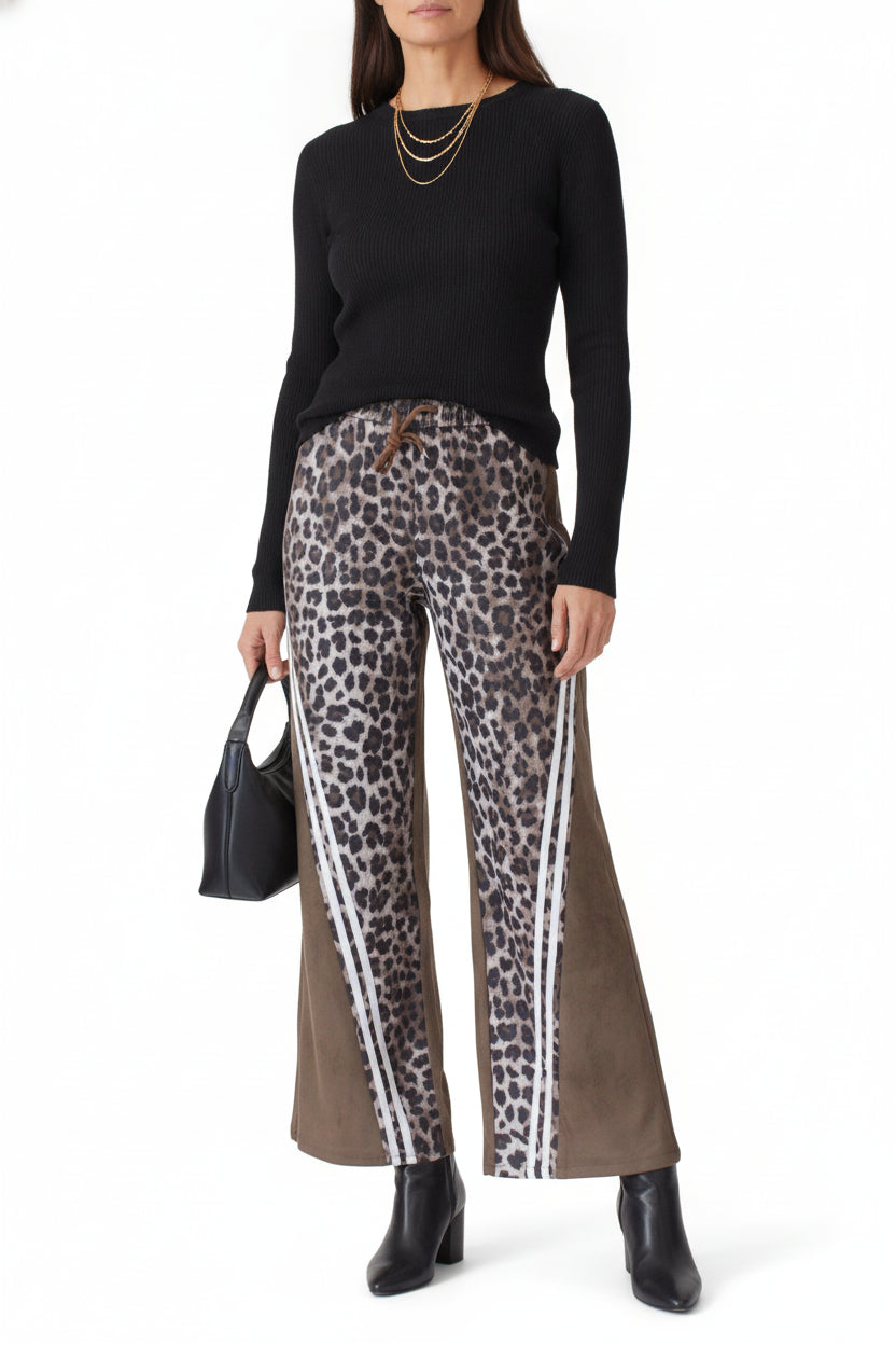 PS987 Pantalonera Animal Print Doble Raya Cruzada con Elástico