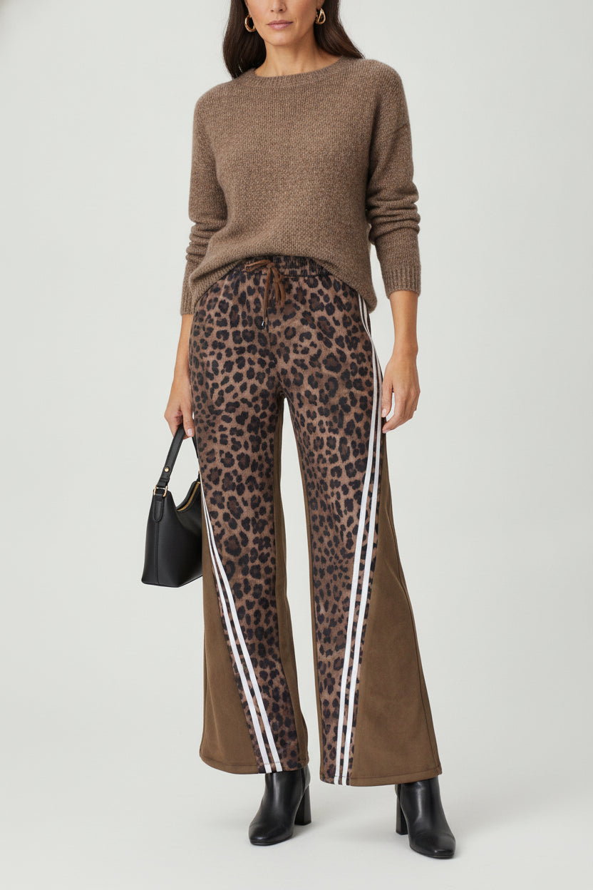 PS987 Pantalonera Animal Print Doble Raya Cruzada con Elástico